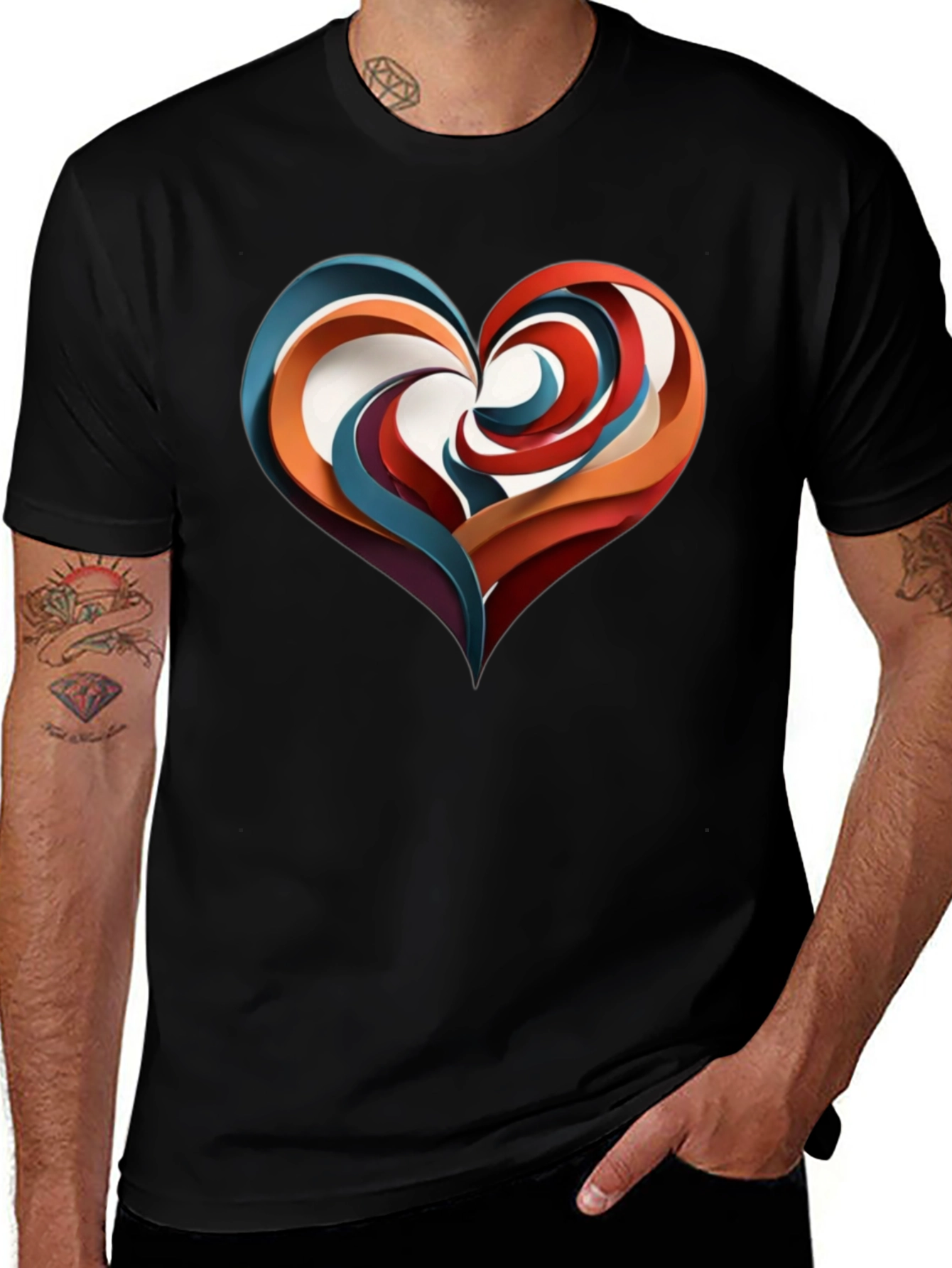 Variant 17 of Heart Graphic Black T-Shirt