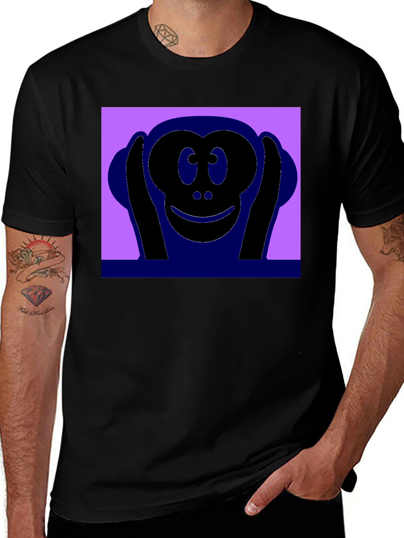 Hear No Evil Monkey Graphic Tee - Black