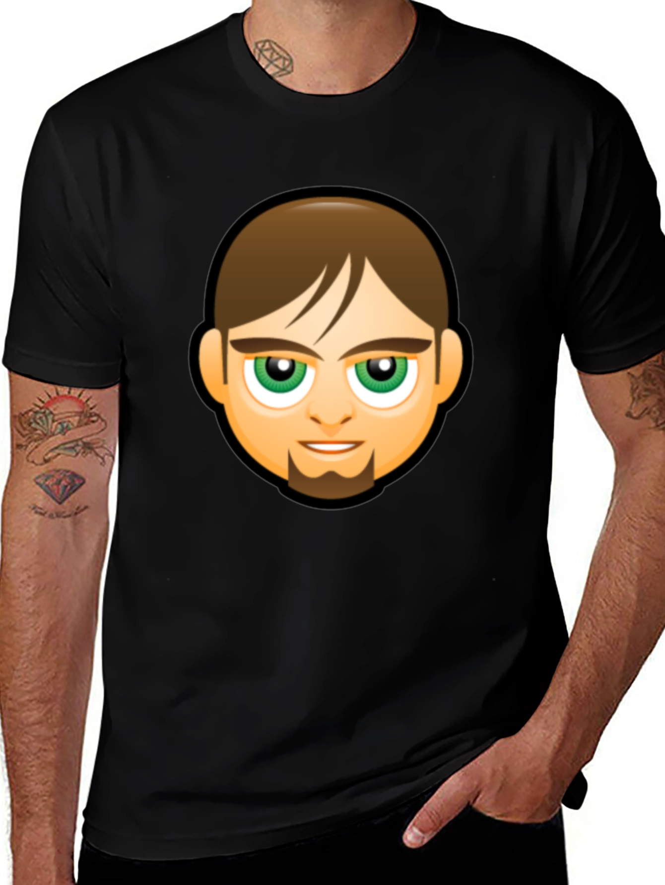 Variant 14 of Emoji Face Graphic Black T-Shirt