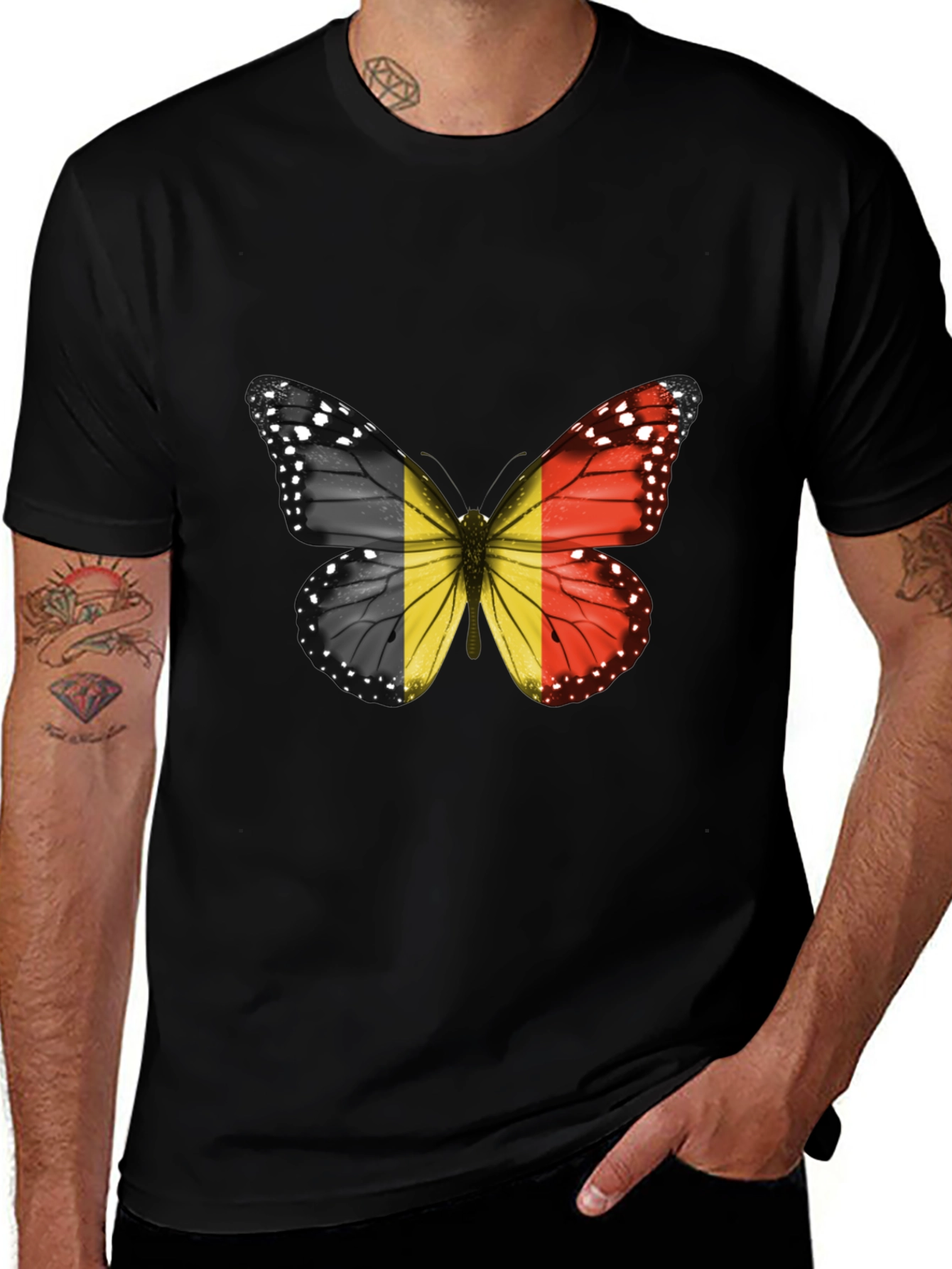 Variant 17 of Belgium Flag Butterfly Graphic T-Shirt