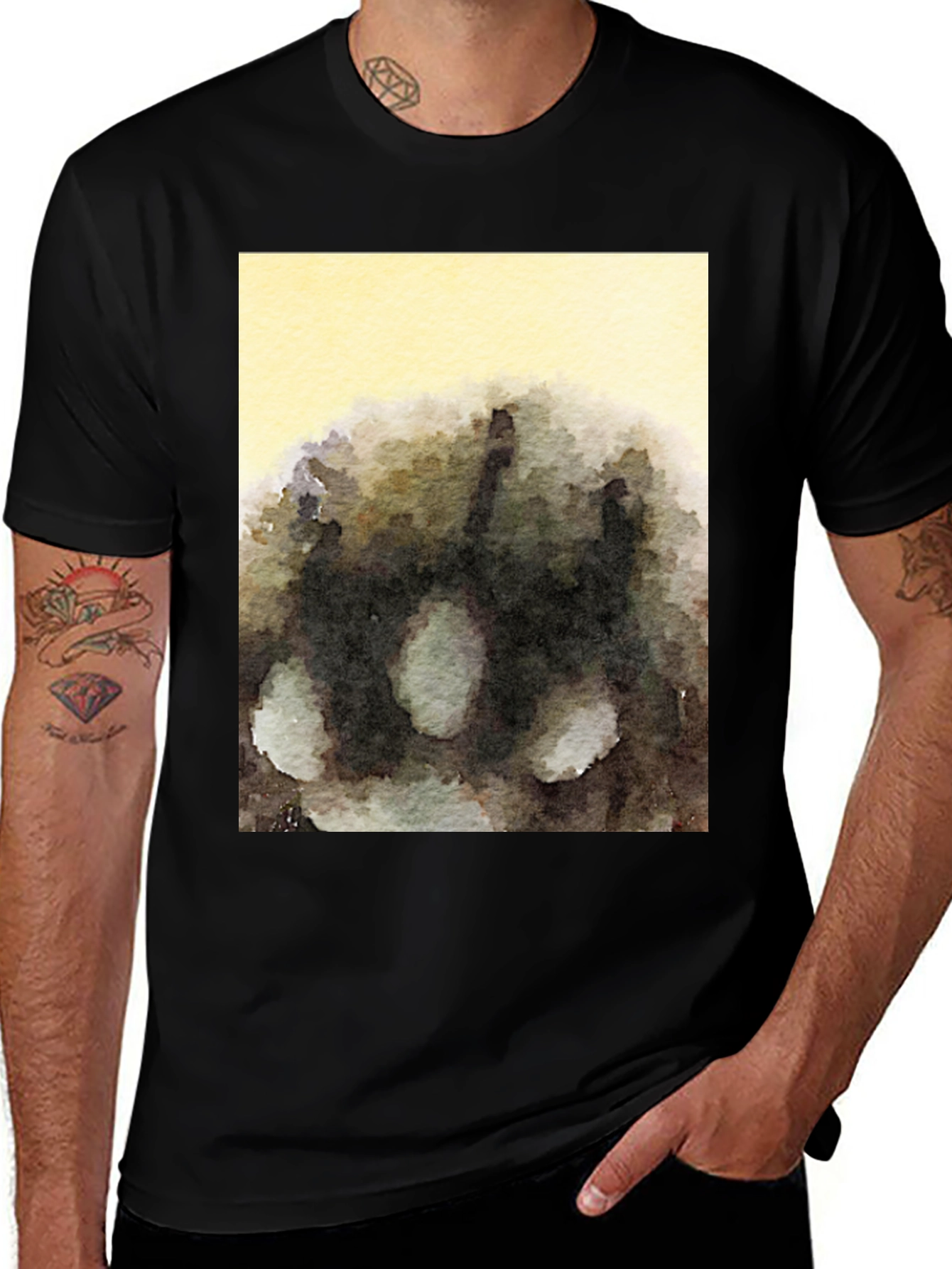 Abstract Watercolor Graphic Tee - Casual Style