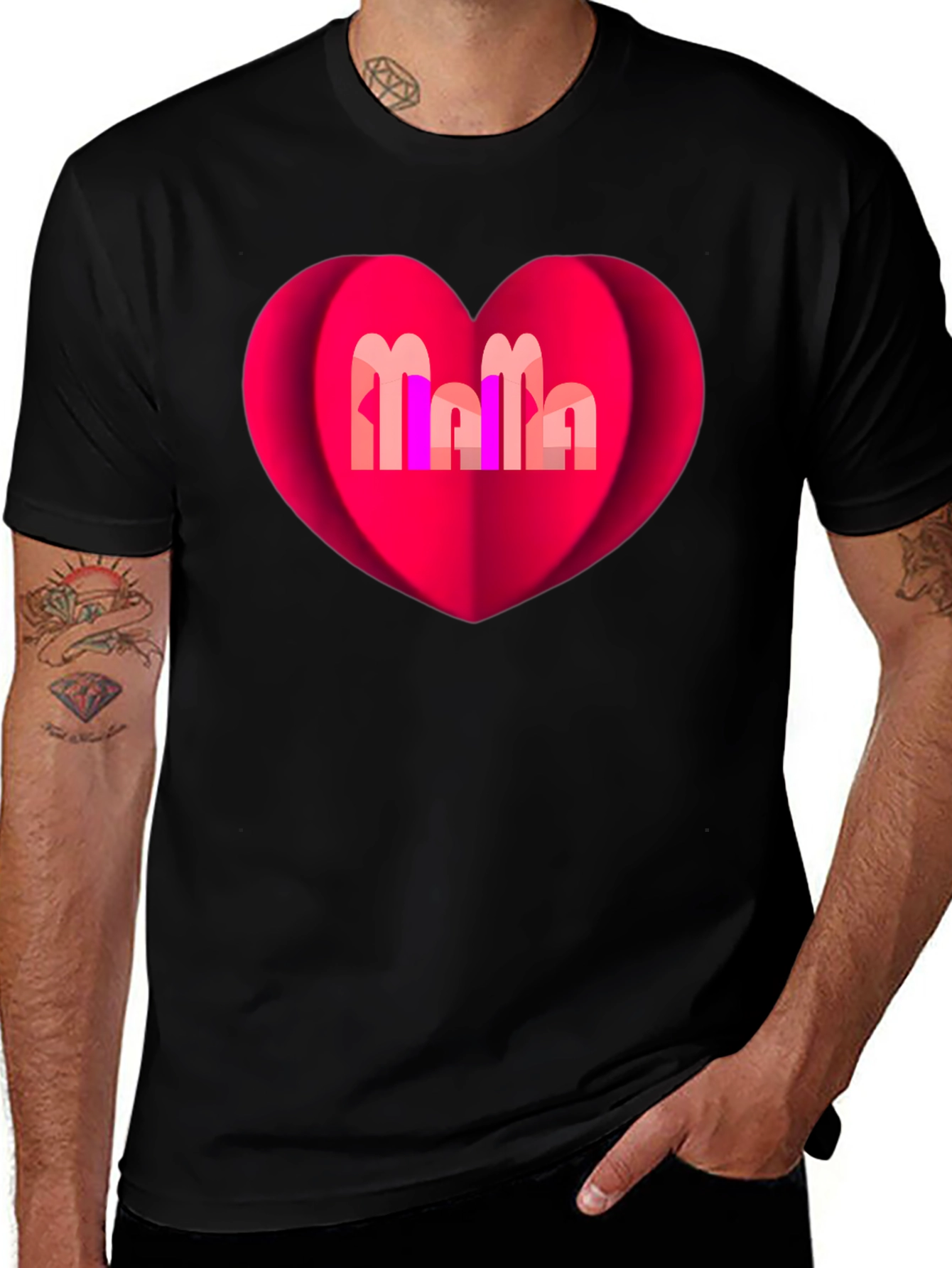 Mama Heart Graphic T-Shirt - Black