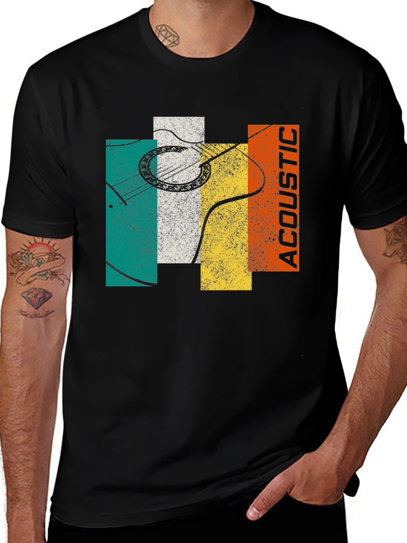 Variant 18 of Acoustic Guitar Graphic Tee - Retro Music Shirt