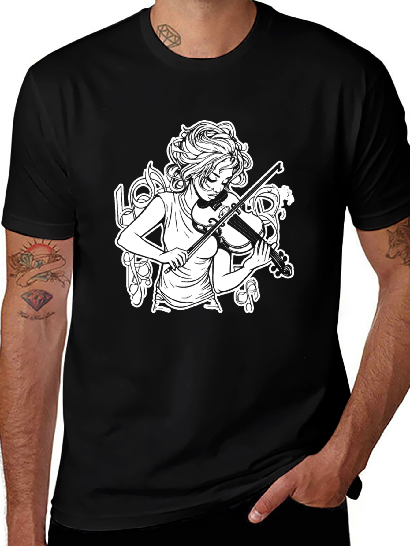 Variant 12 of Musician Girl Black T-Shirt