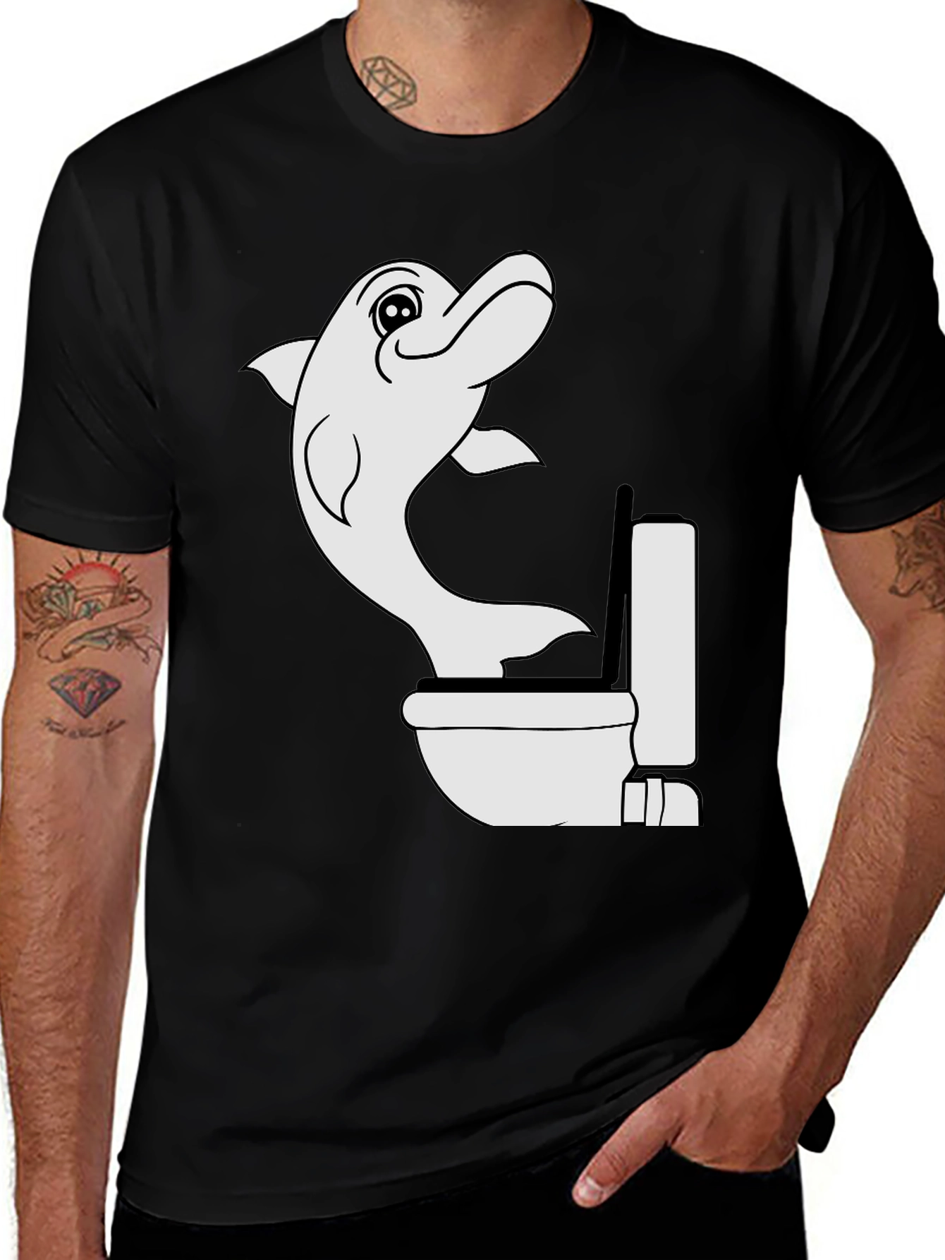 Variant 25 of Dolphin Toilet Humor Black T-Shirt