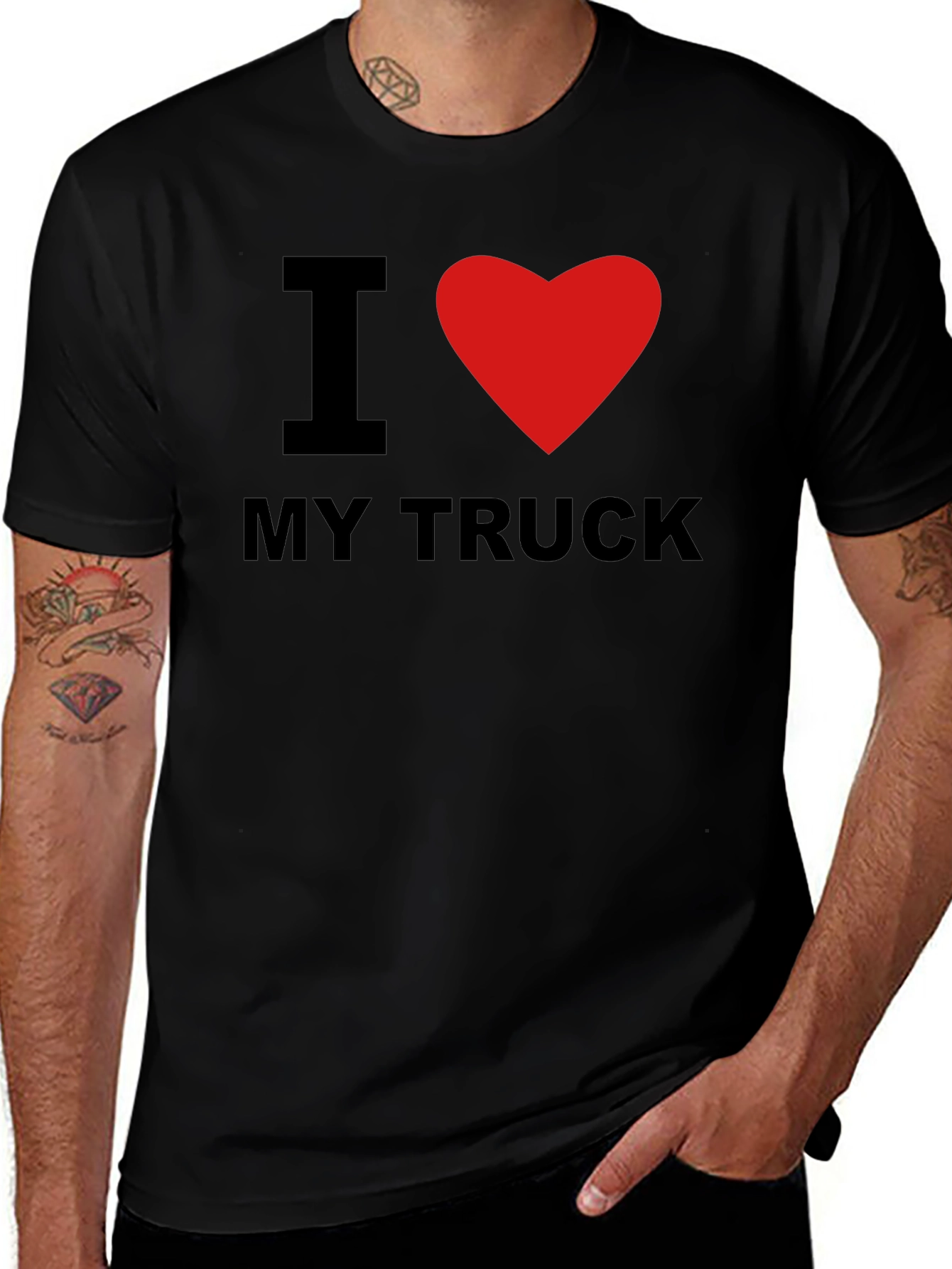 Variant 21 of I Love My Truck Graphic Tee - Black Cotton T-Shirt