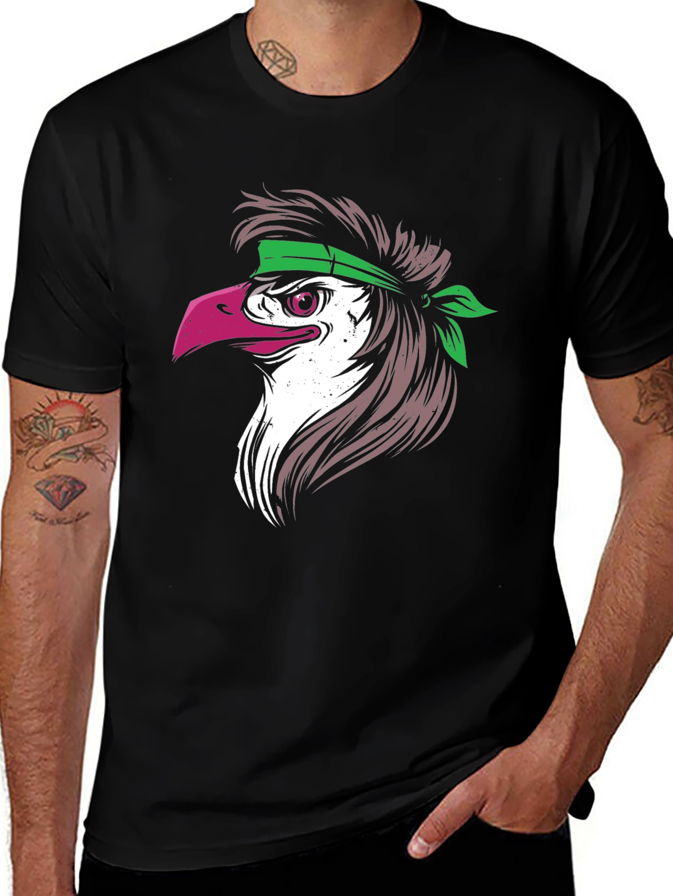 Variant 10 of Eagle Head Graphic T-Shirt - Black