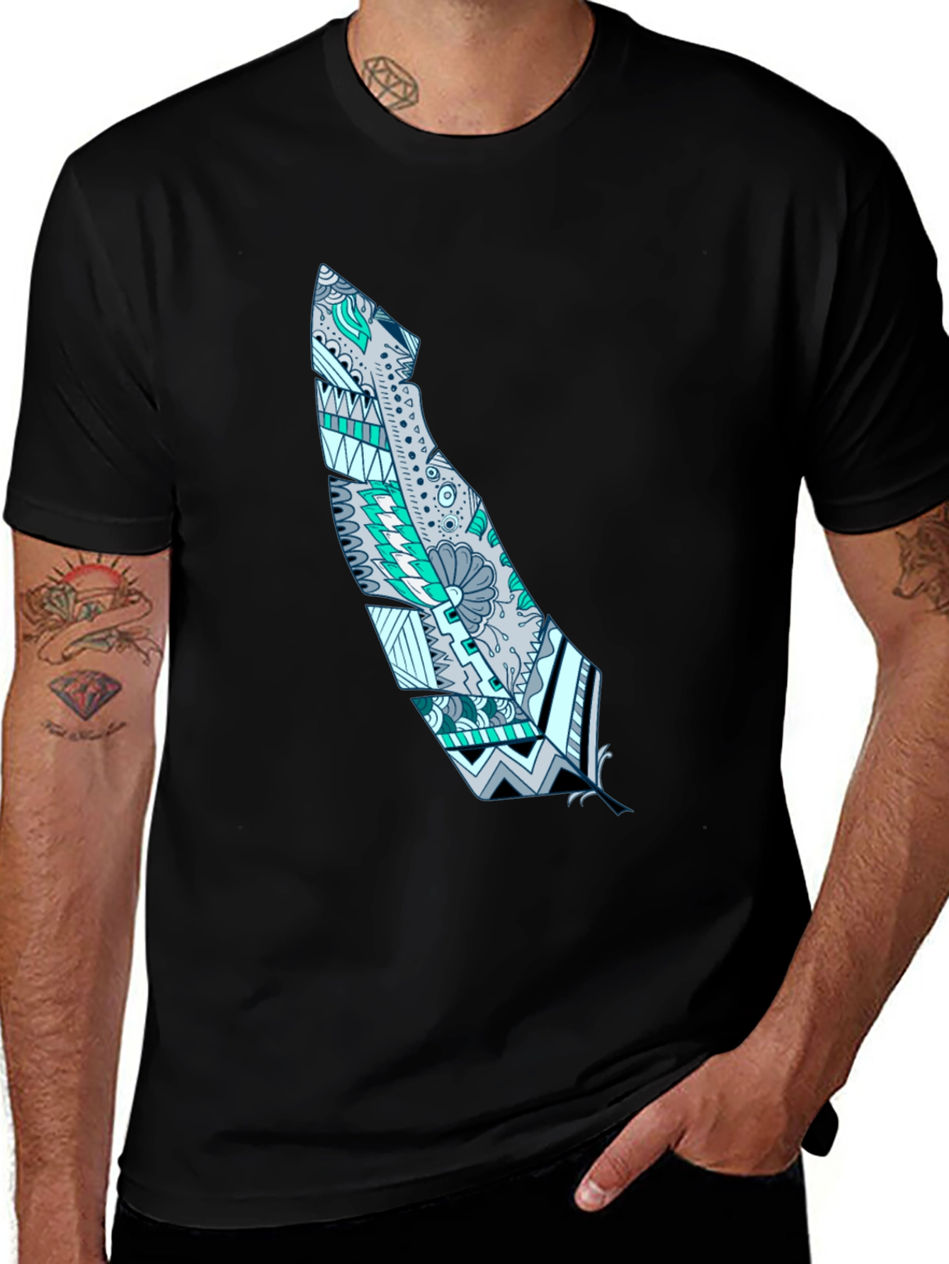 Variant 29 of Feather Graphic Black T-Shirt