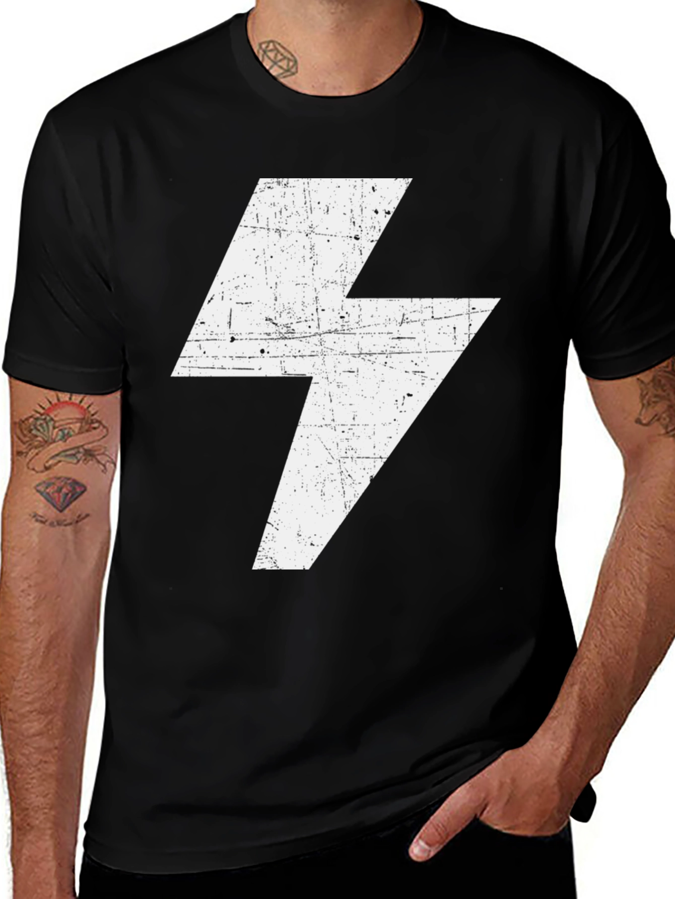 Variant 5 of Retro Lightning Bolt Black T-Shirt