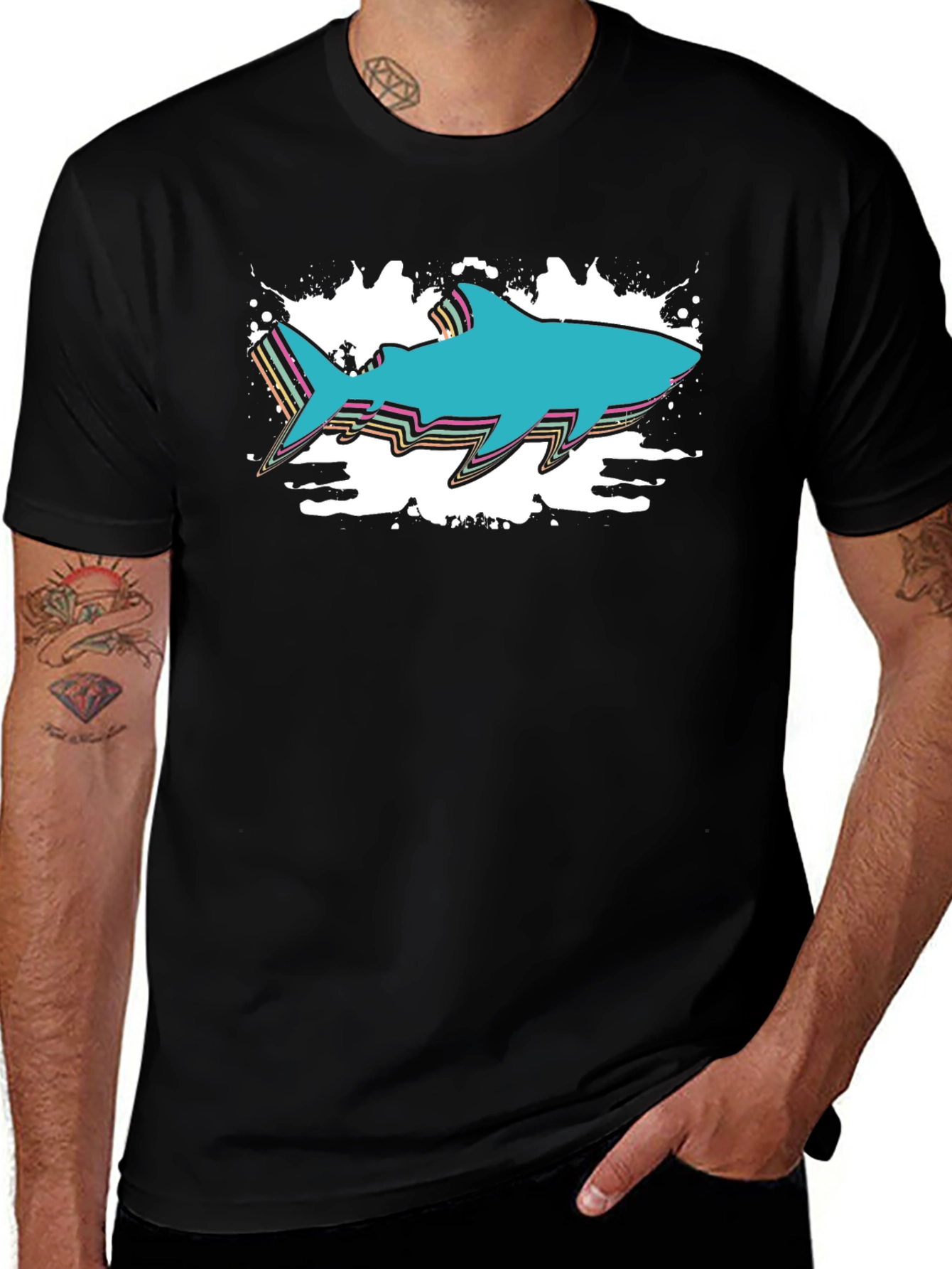 Variant 6 of Retro Shark Graphic Tee - Black