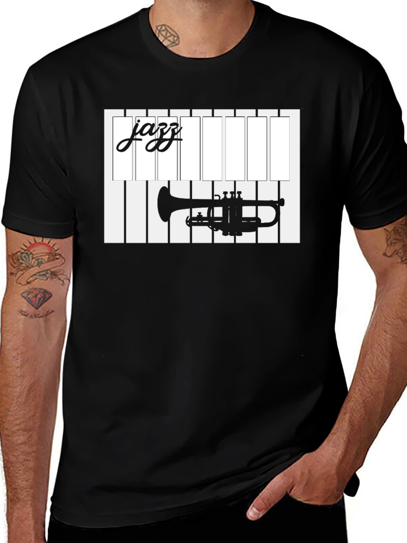 Variant 29 of Jazz Trumpet Graphic Tee - Classic Black