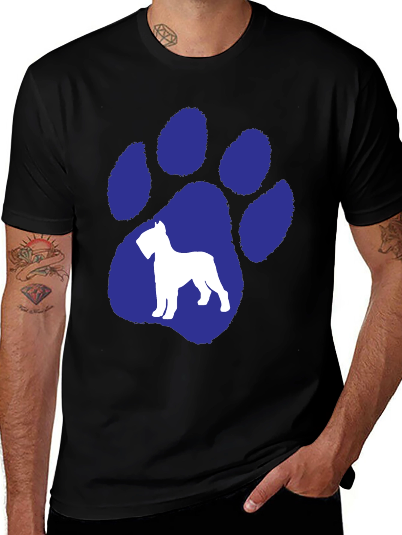 Variant 15 of Dog Paw Print T-Shirt - Schnauzer Silhouette Graphic Tee