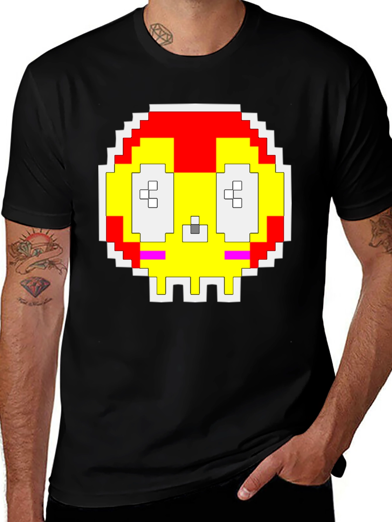Variant 10 of Pixelated Skull T-Shirt - Retro Gaming Style