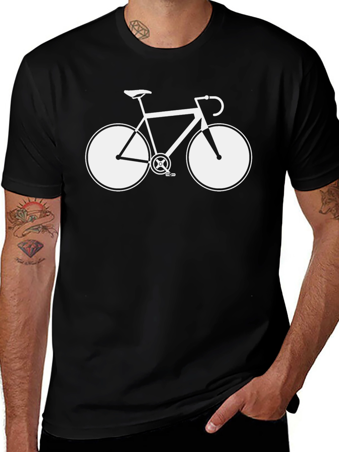 Variant 29 of Men's Black T-Shirt with Bicycle Graphic