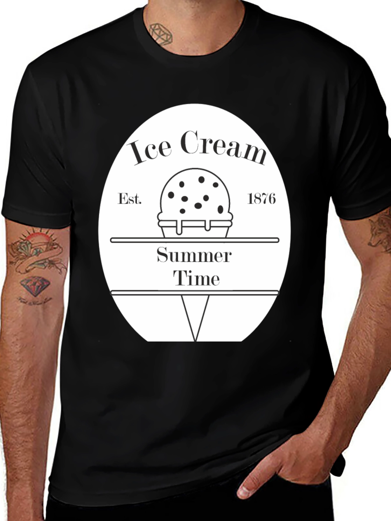 Variant 22 of Ice Cream Summer Time T-Shirt - Black