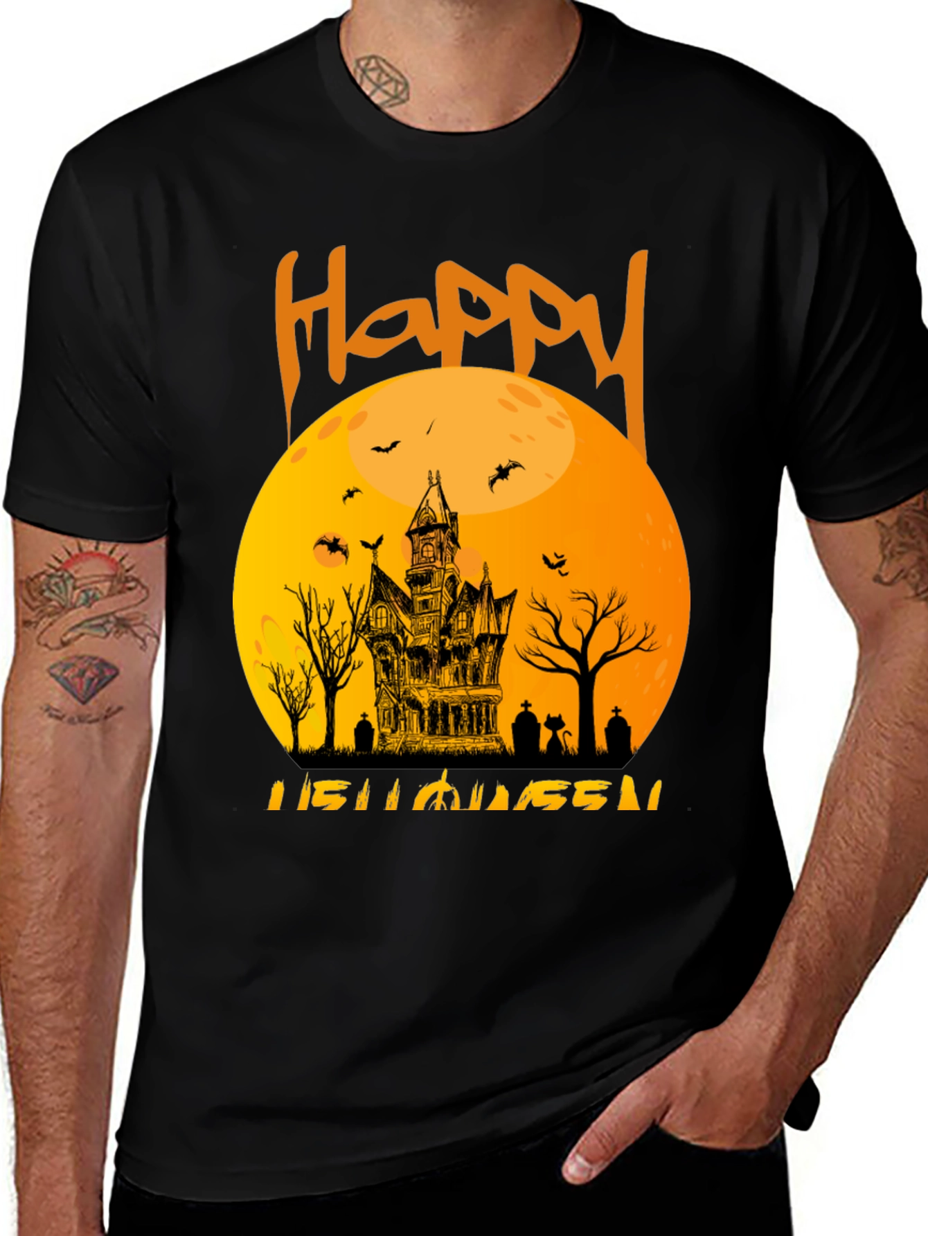 Happy Halloween Spooky House Graphic Tee