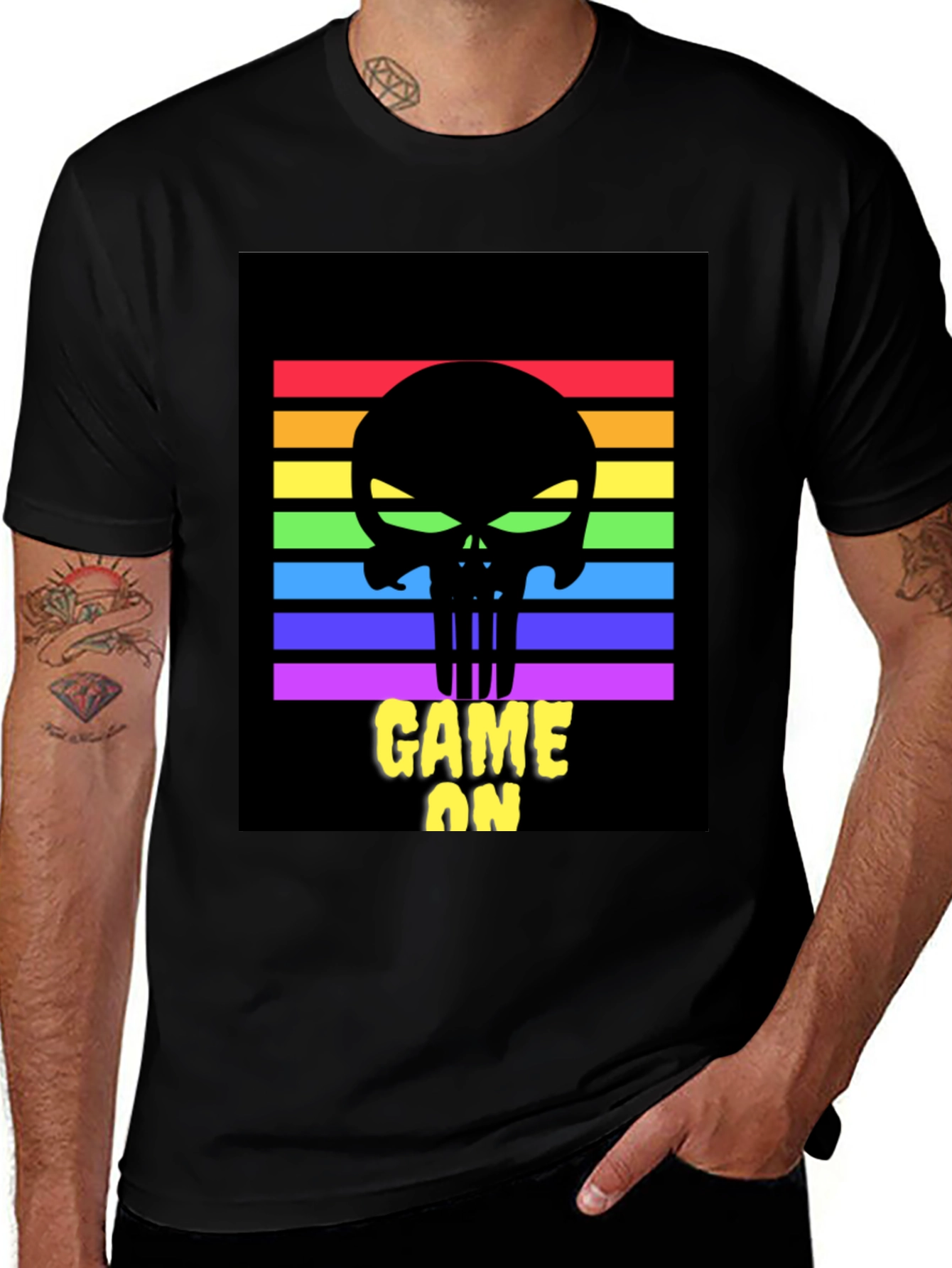 Variant 16 of Rainbow Skull 'Game On' Graphic Tee