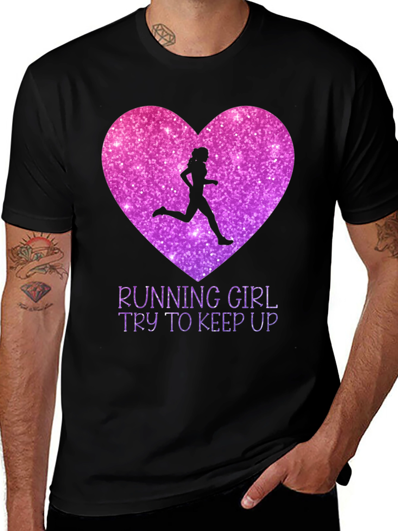 Variant 5 of Running Girl Heart Graphic Tee - Try To Keep Up