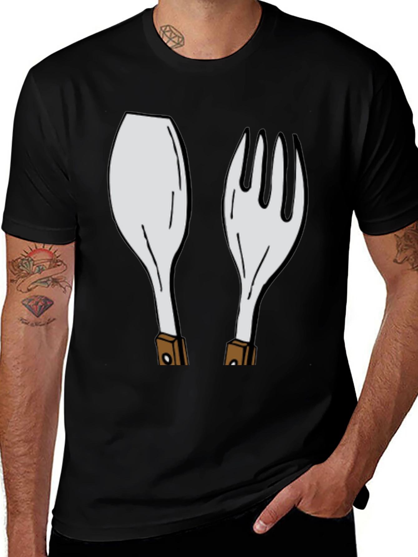 Variant 5 of Spoon & Fork Graphic Tee - Quirky Foodie Shirt
