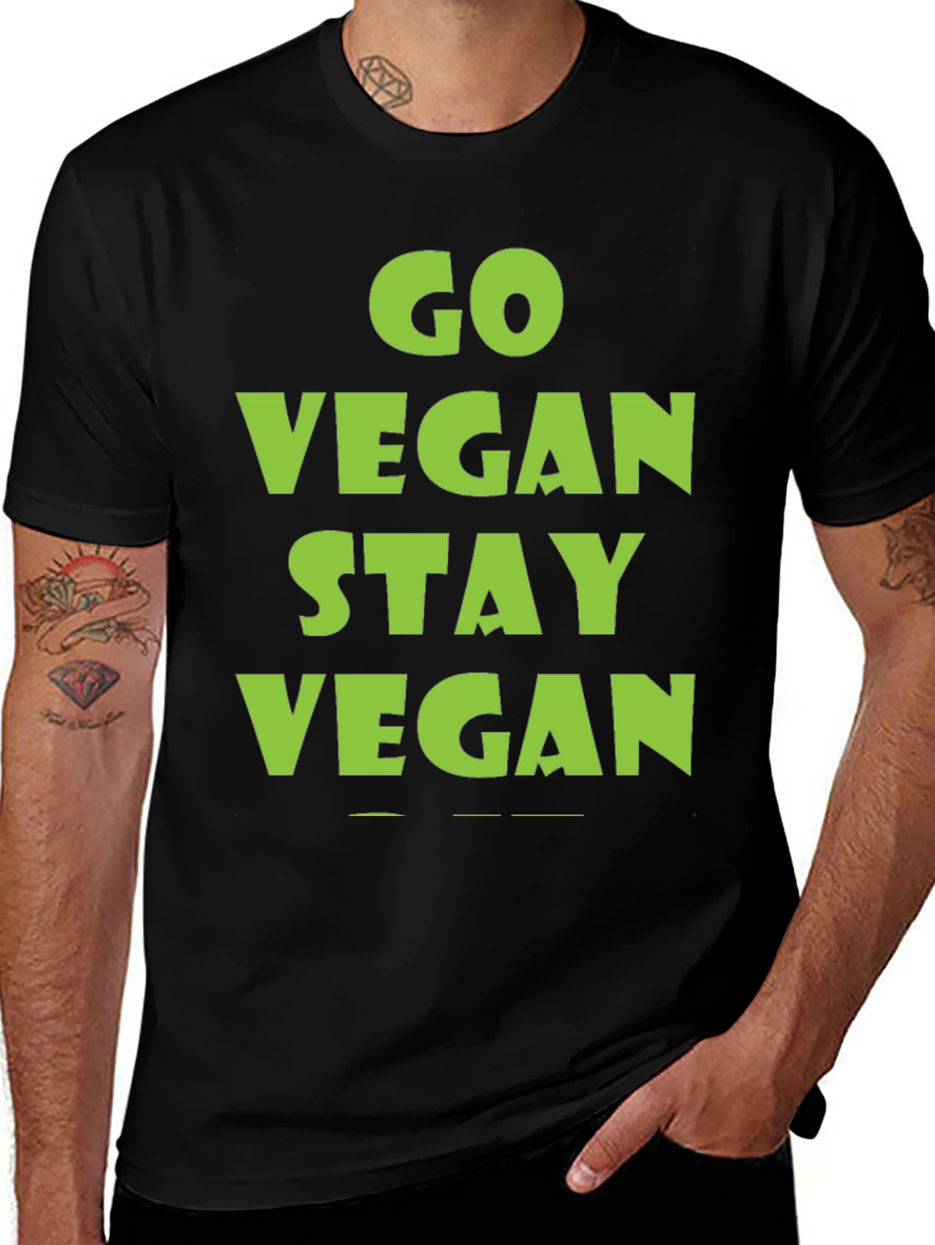 Variant 19 of Go Vegan Stay Vegan Black T-Shirt