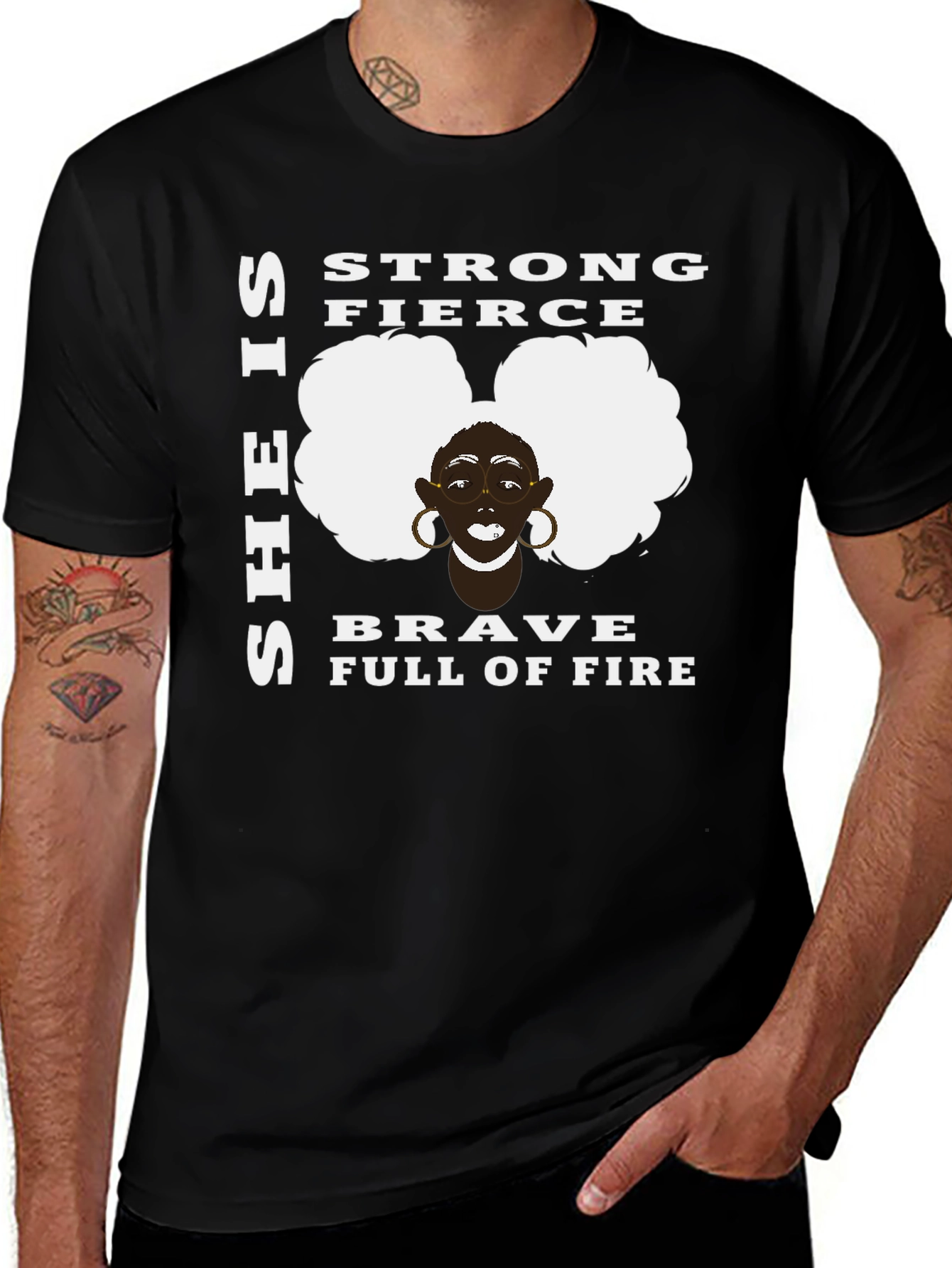 Variant 28 of Strong & Fierce Black Woman Graphic Tee