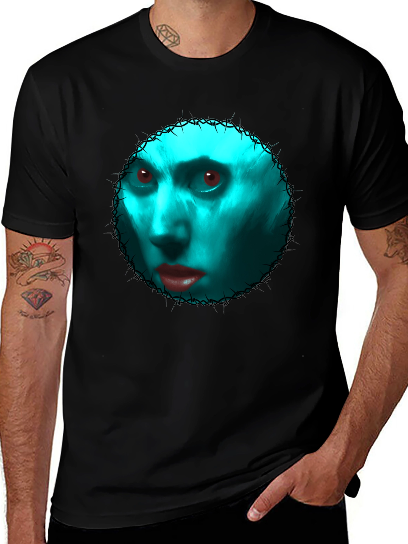 Variant 5 of Gothic Blue Face Graphic Tee