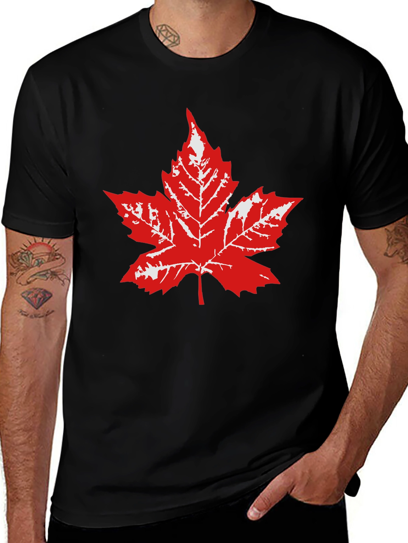 Variant 17 of Maple Leaf Graphic Tee - Black