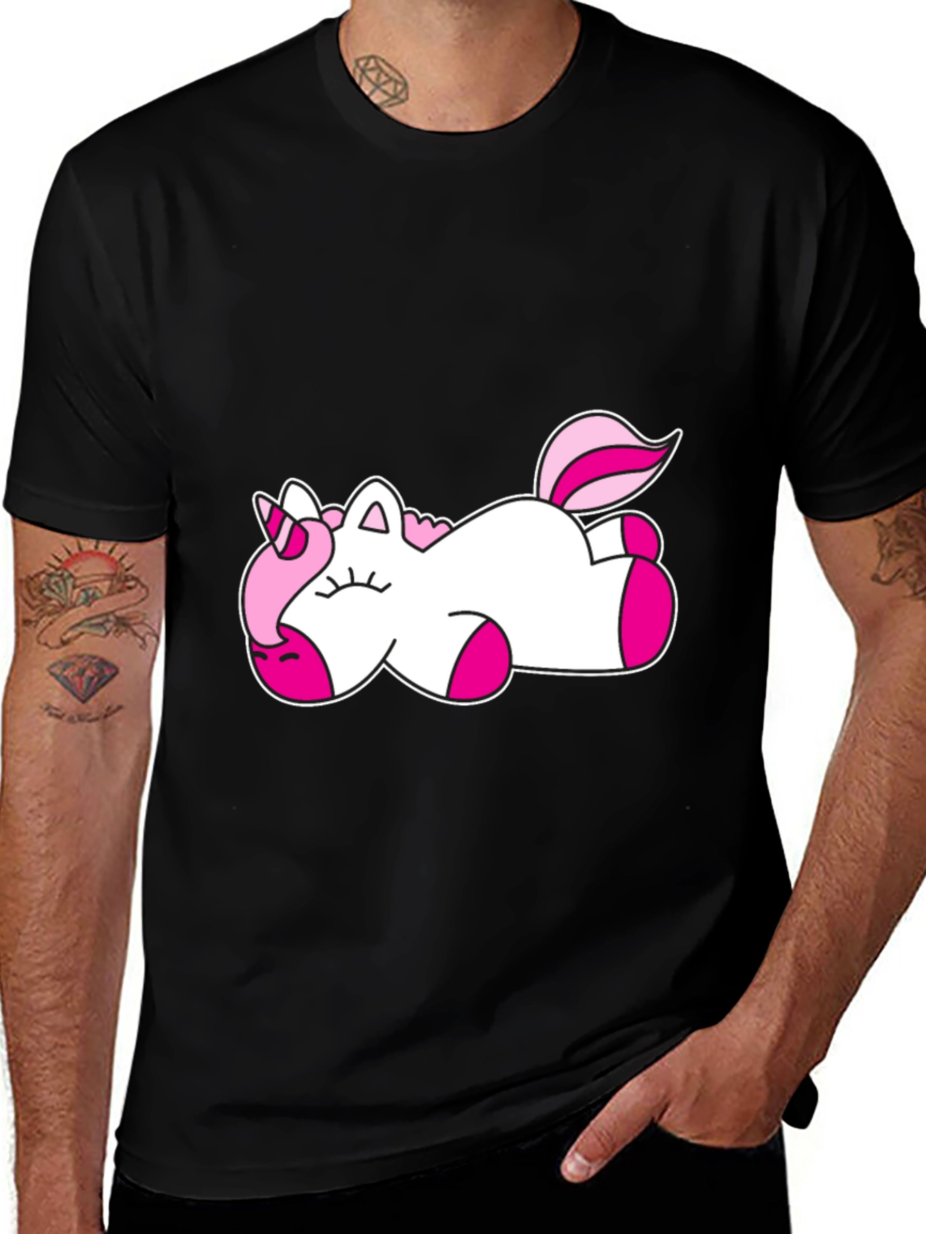 Variant 23 of Unicorn Nap Black T-Shirt