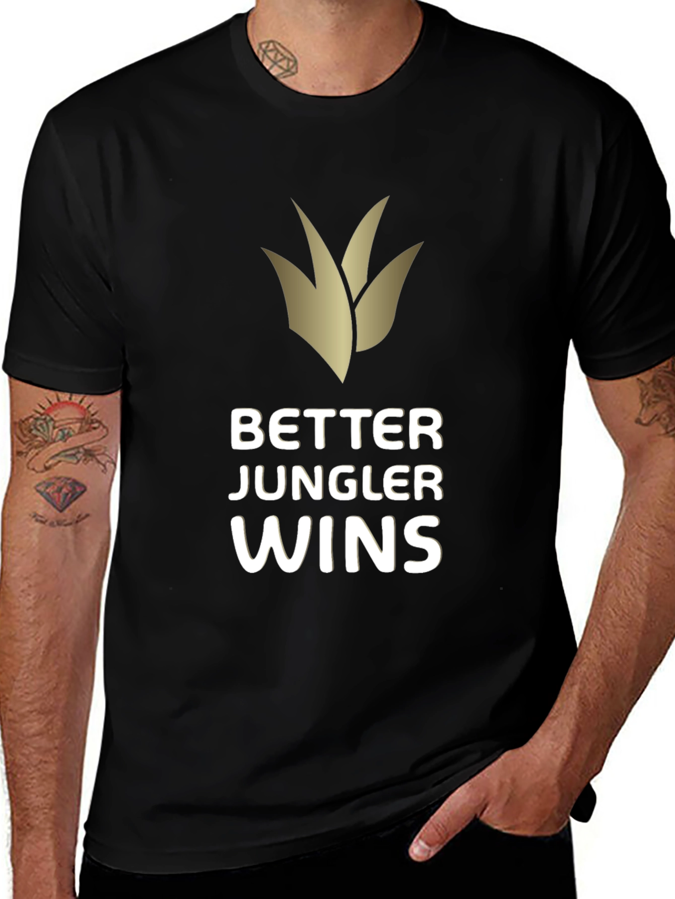 Variant 22 of Better Jungler Wins Black T-Shirt