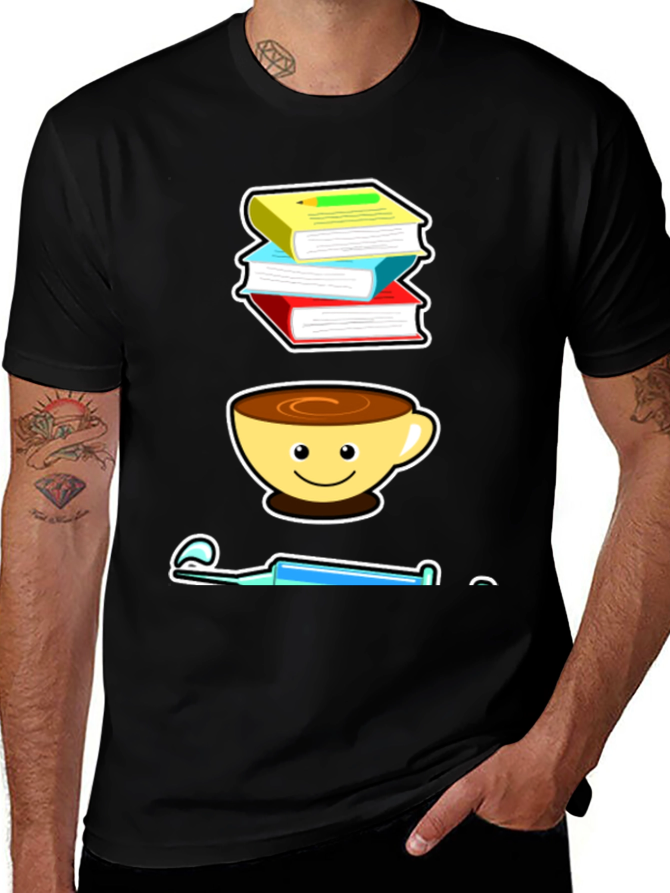 Variant 6 of Book Coffee Syringe Graphic Tee