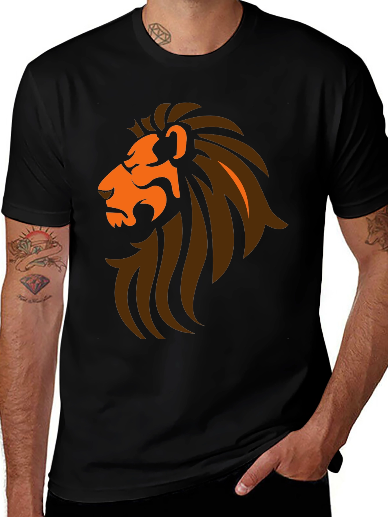 Variant 24 of Lion Graphic Black T-Shirt
