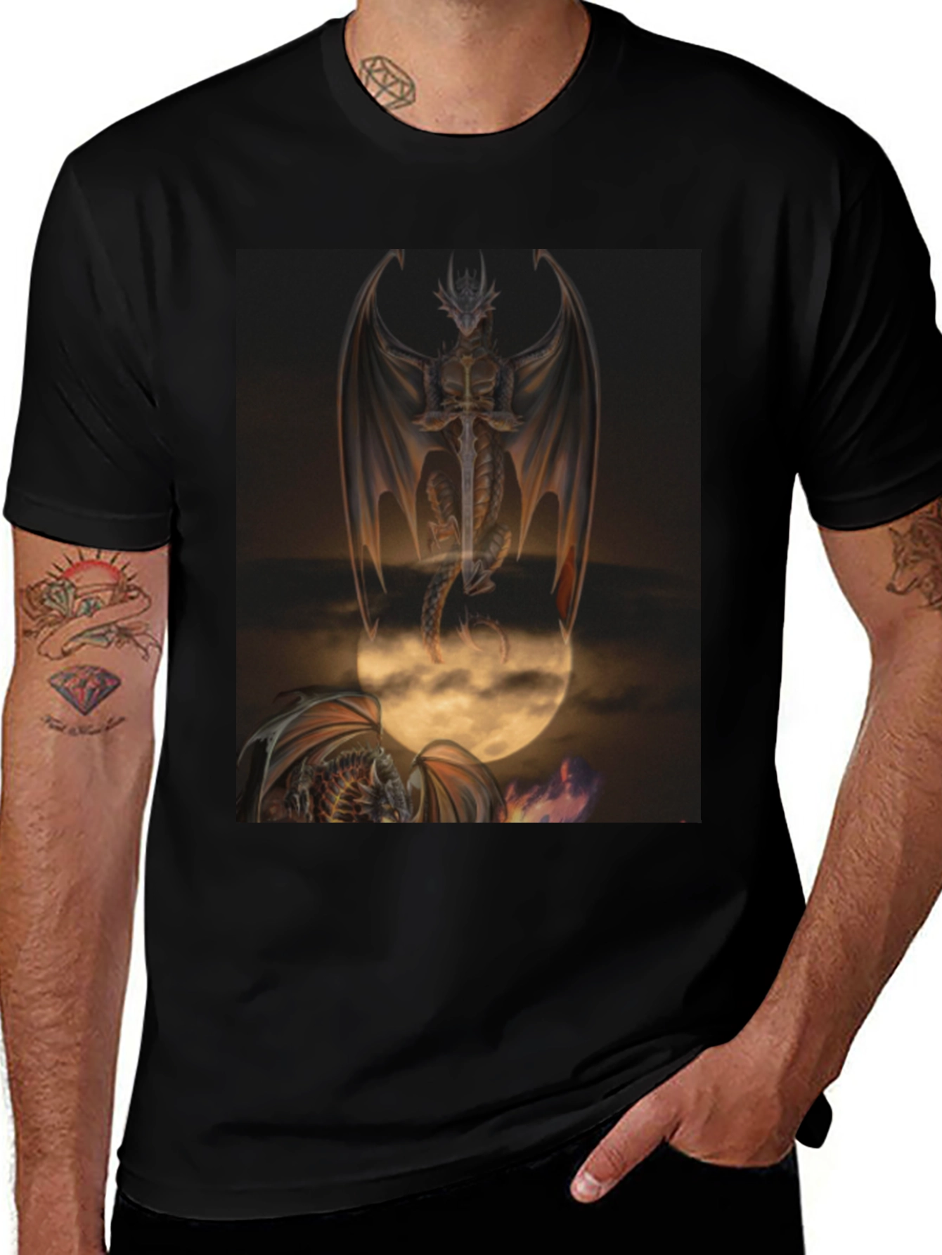 Variant 16 of Dragon Graphic Tee - Fantasy Art T-Shirt