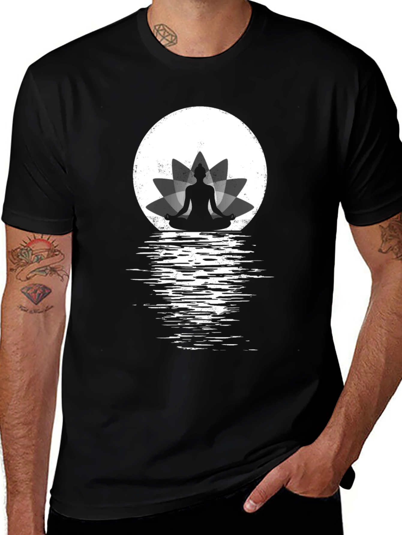 Variant 21 of Yoga Lotus Moon T-Shirt - Meditation Zen Tee