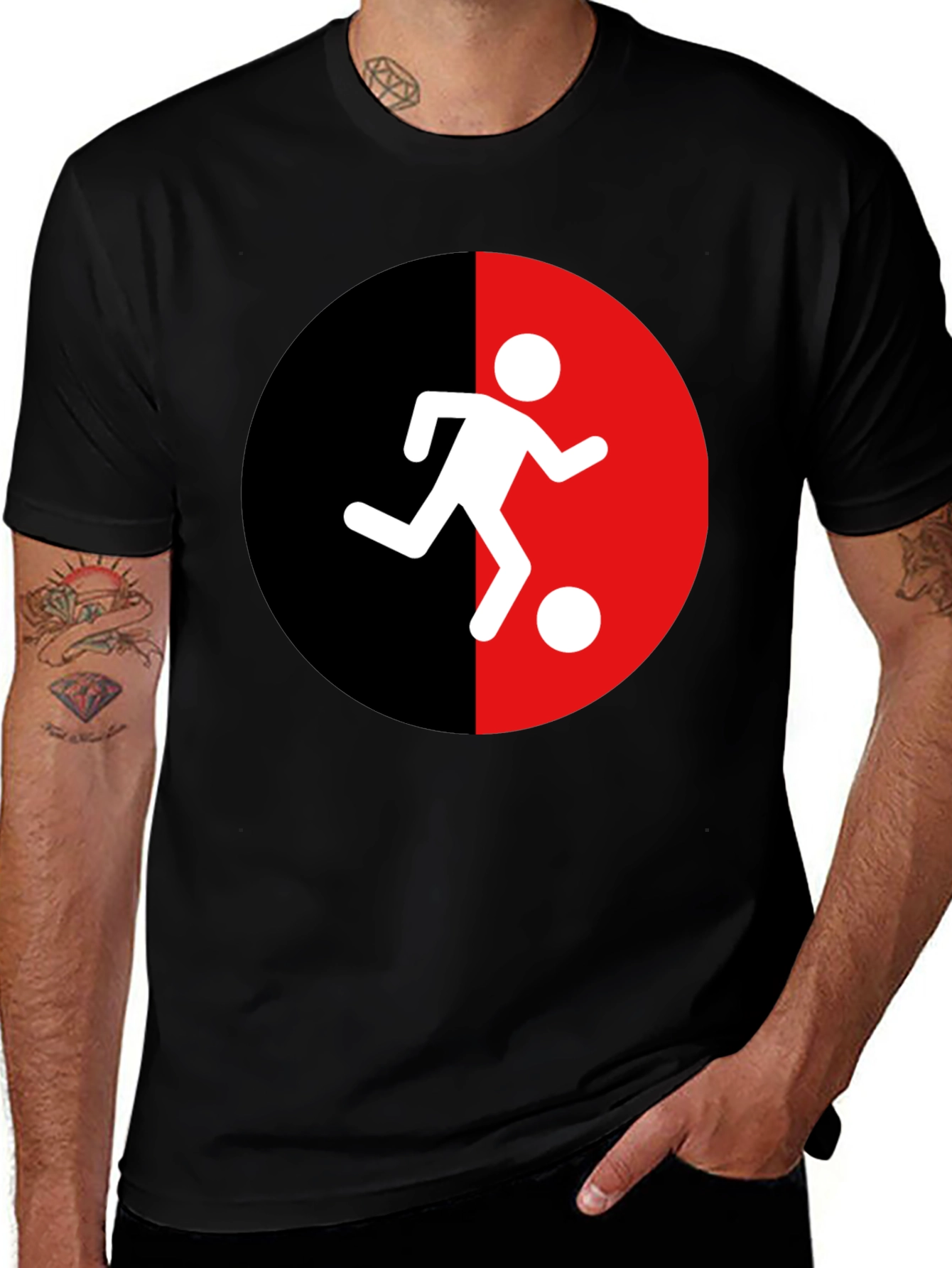 Soccer Player Graphic Tee - Black