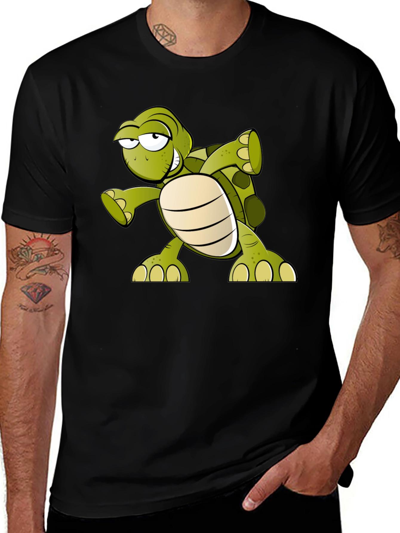 Variant 3 of Funny Turtle Graphic T-Shirt - Black