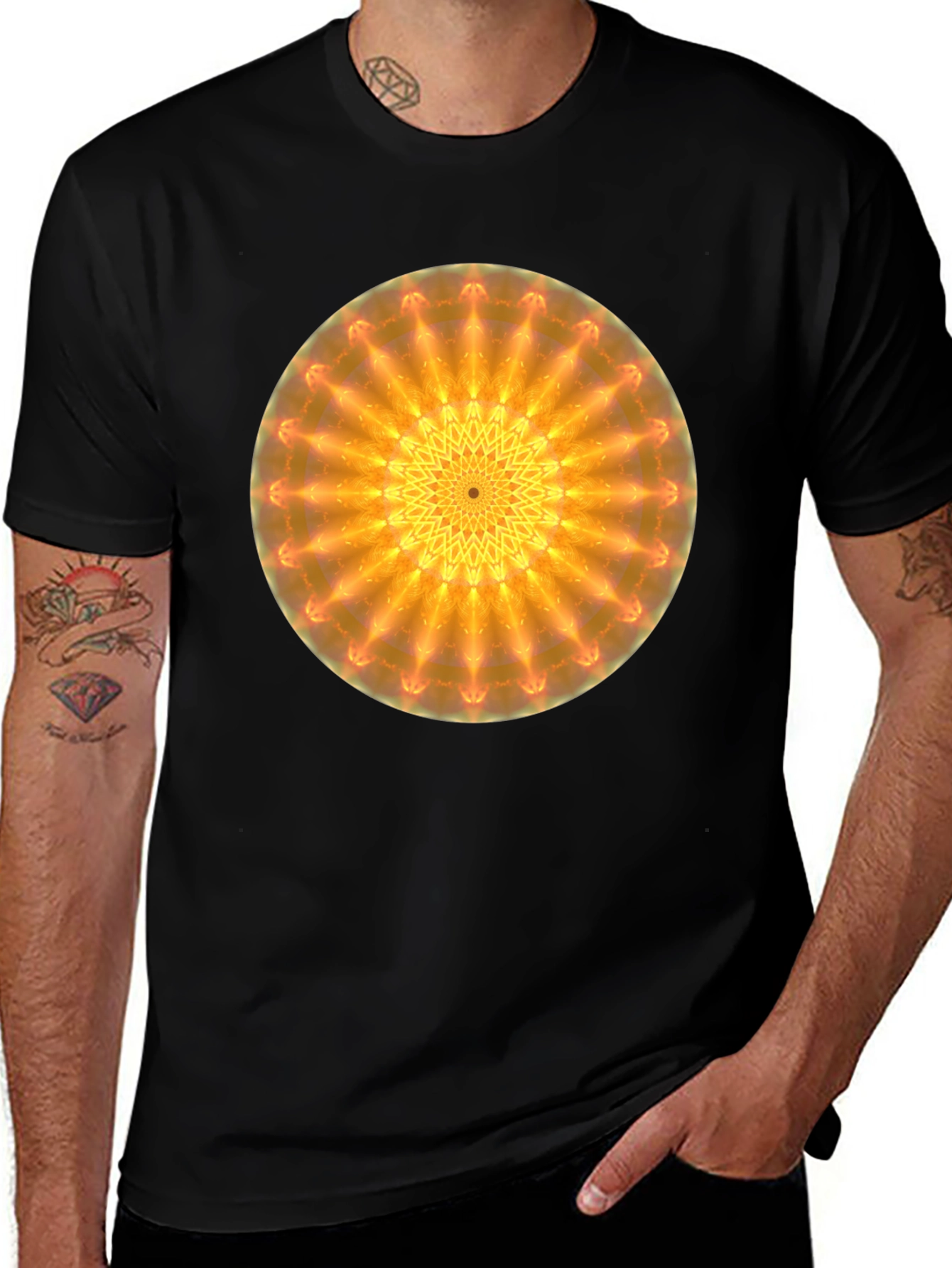 Variant 8 of Radiant Mandala Graphic Black T-Shirt