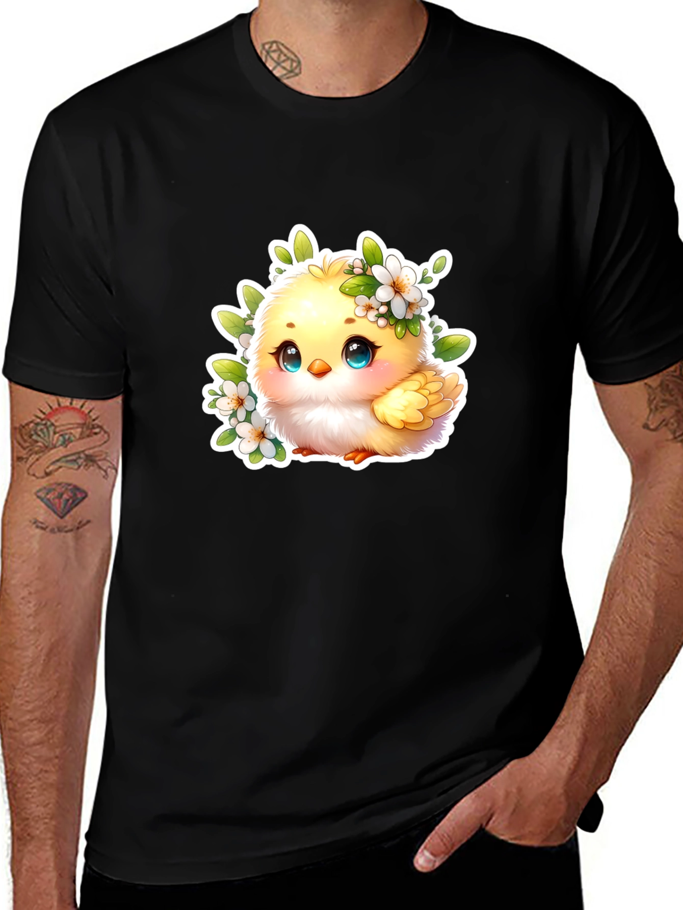 Variant 2 of Cute Chick Graphic T-Shirt - Black