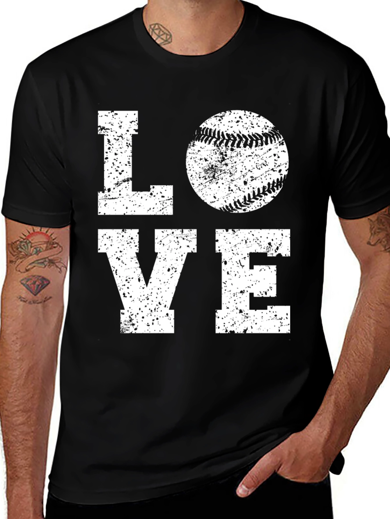 Variant 23 of Baseball Love Graphic Tee - Distressed Print