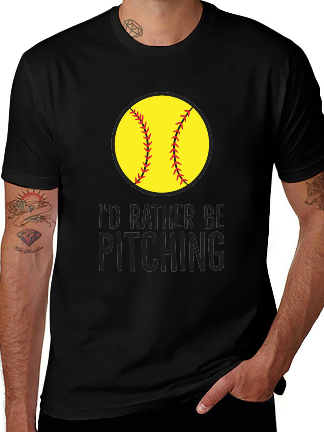 I'd Rather Be Pitching T-Shirt - Softball Graphic Tee