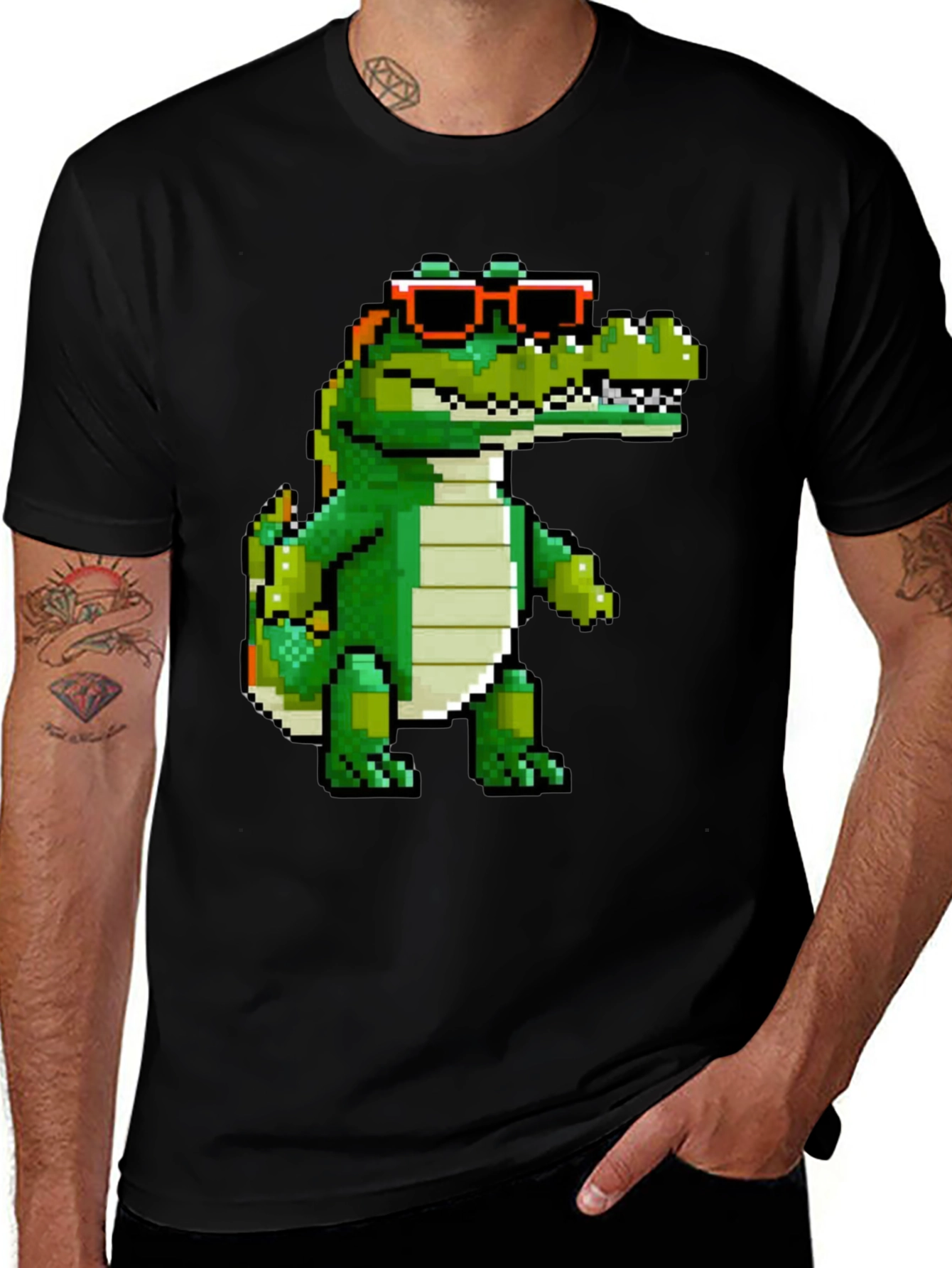 Pixel Art Gator Graphic Tee - Cool & Fun!