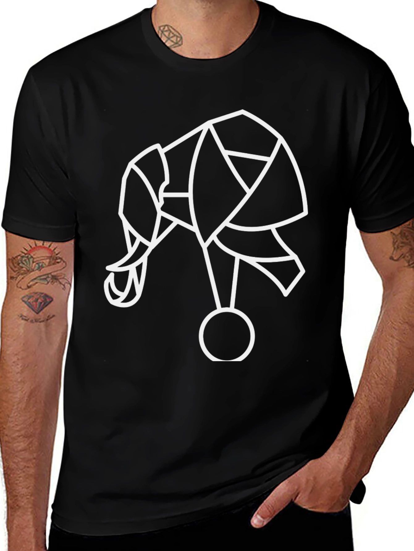 Variant 14 of Geometric Elephant Graphic Tee - Stylish Menswear