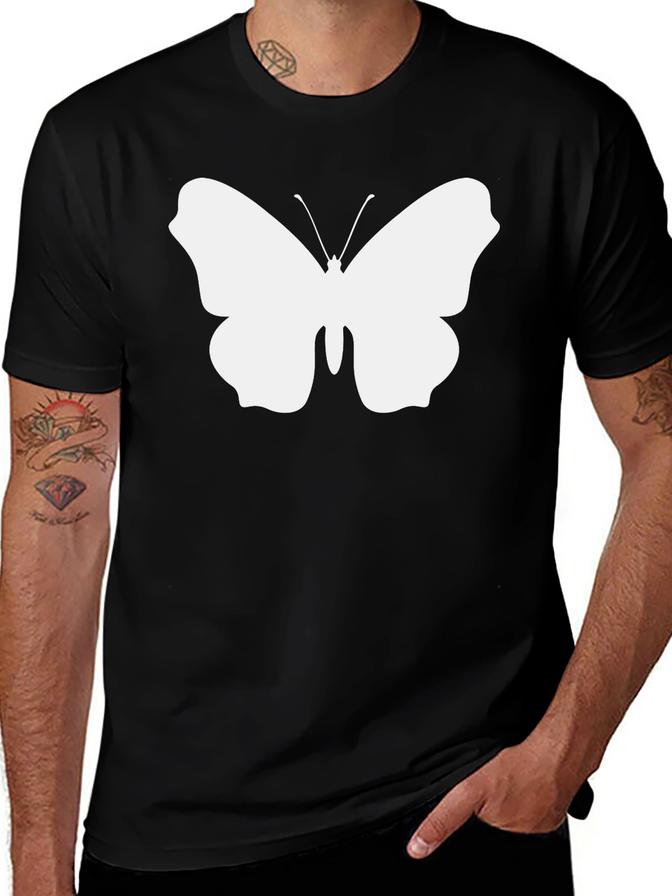Variant 25 of Butterfly Graphic Tee - Classic Black Cotton