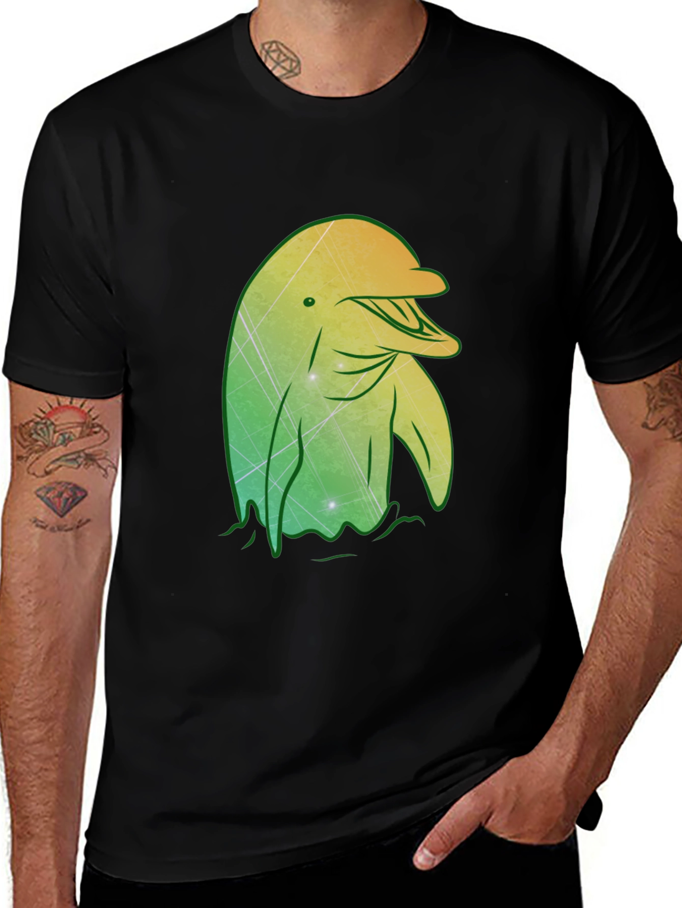 Variant 19 of Dolphin Graphic Tee - Stylish Men's Black T-Shirt
