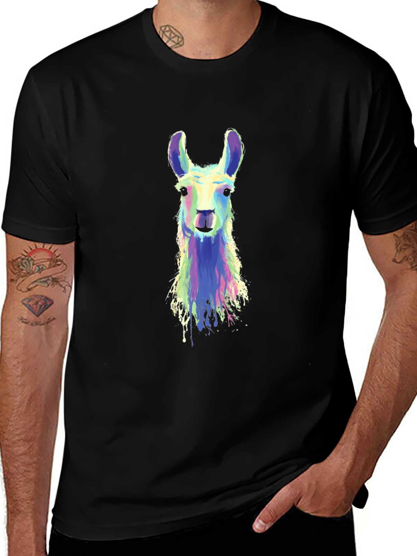 Variant 8 of Llama Art Graphic Tee - Cool Animal Shirt