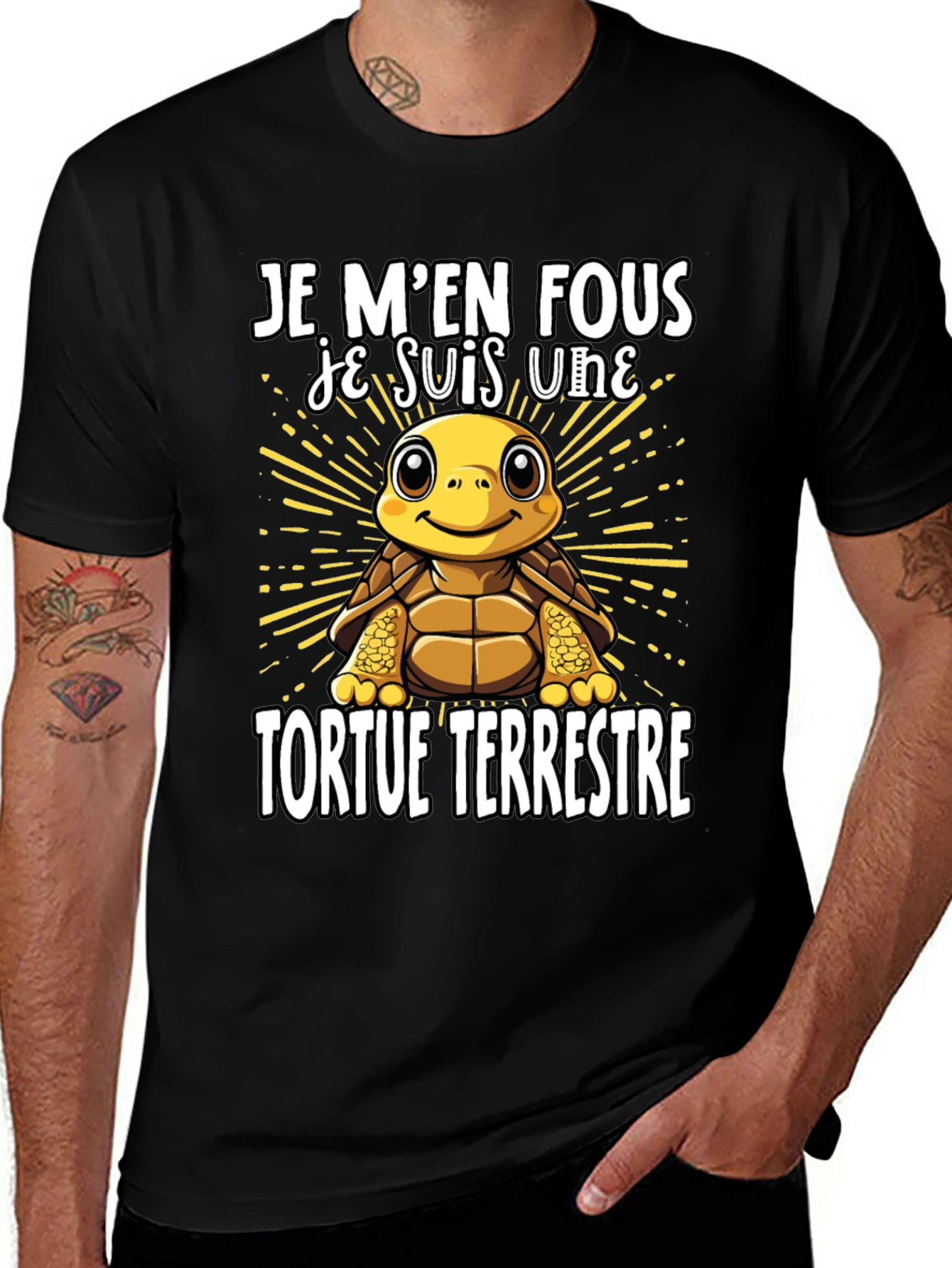 Variant 4 of Funny French Turtle T-Shirt - Je M'en Fous