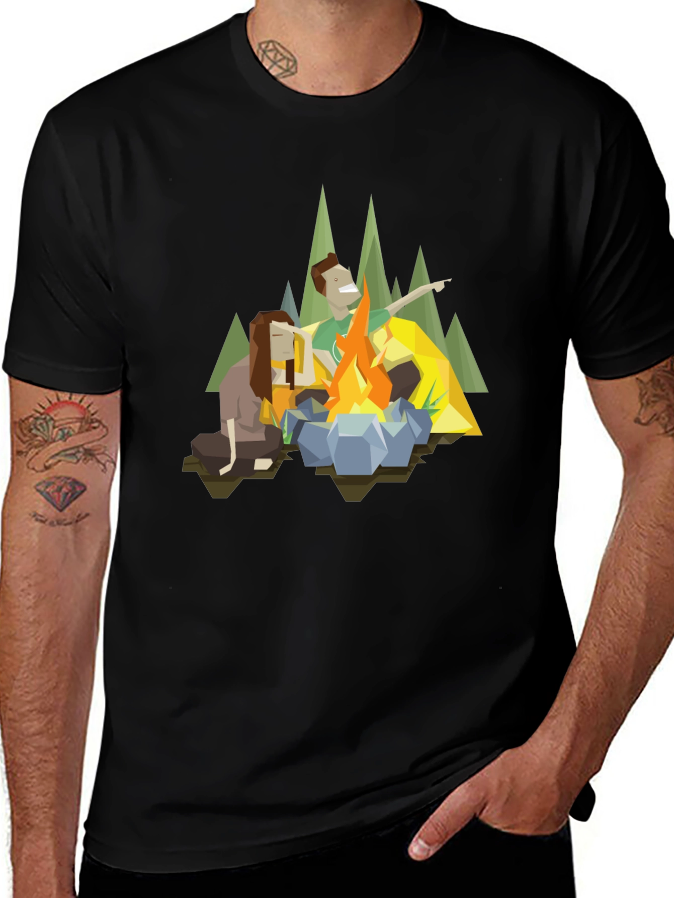 Variant 12 of Geometric Campfire T-Shirt - Stylish Outdoor Graphic Tee