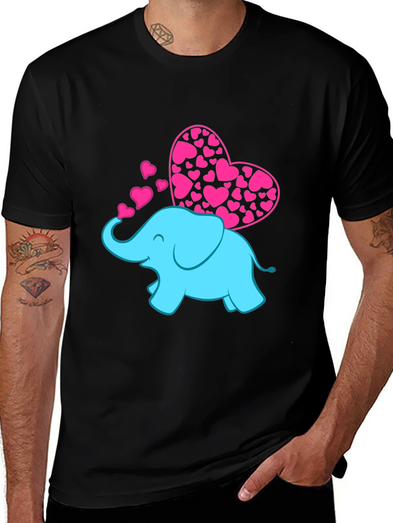 Variant 3 of Elephant Love T-Shirt - Pink Hearts