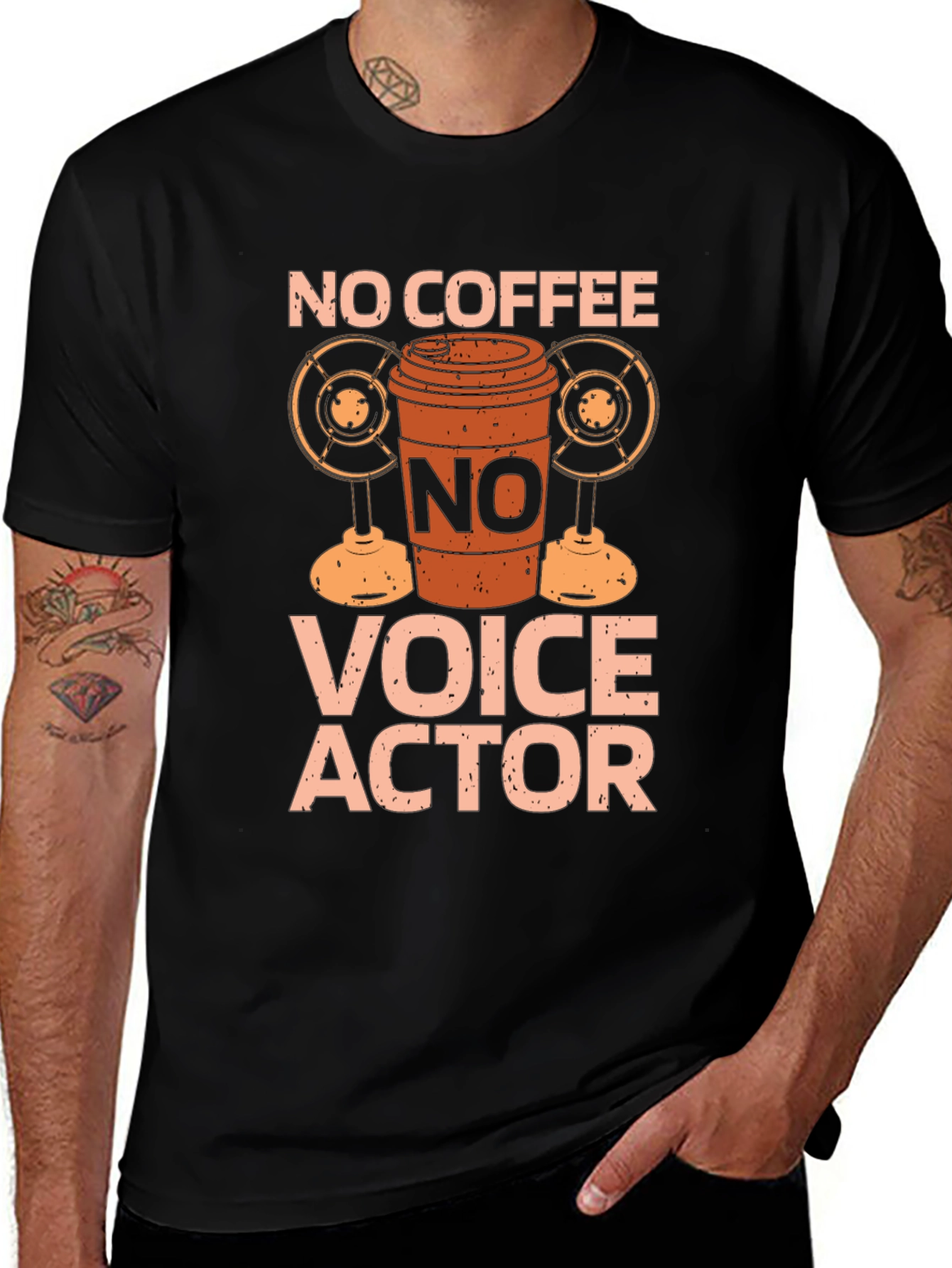 No Coffee Voice Actor Graphic Tee