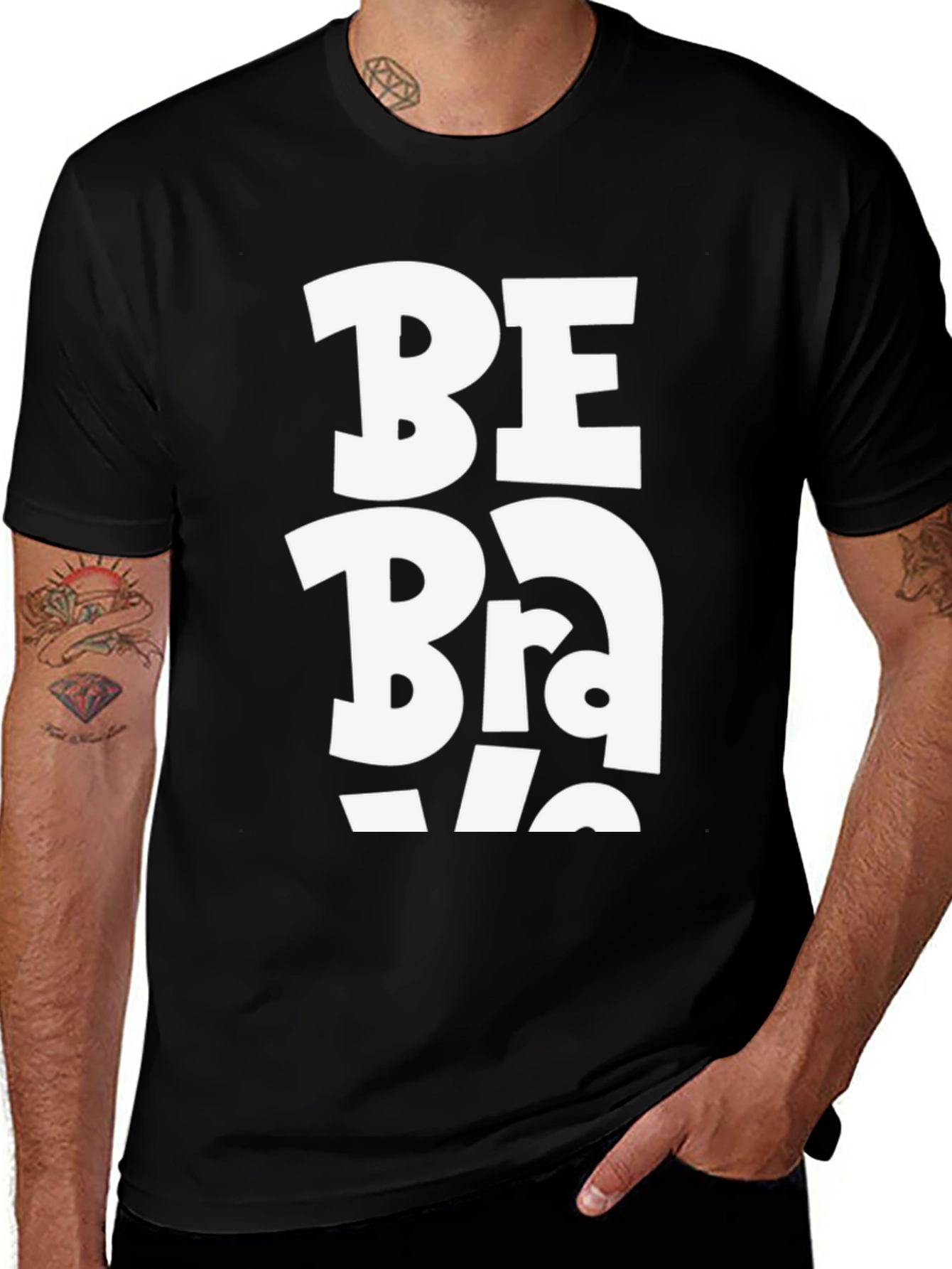 Be Brave Graphic Tee - Black Cotton Casual Shirt