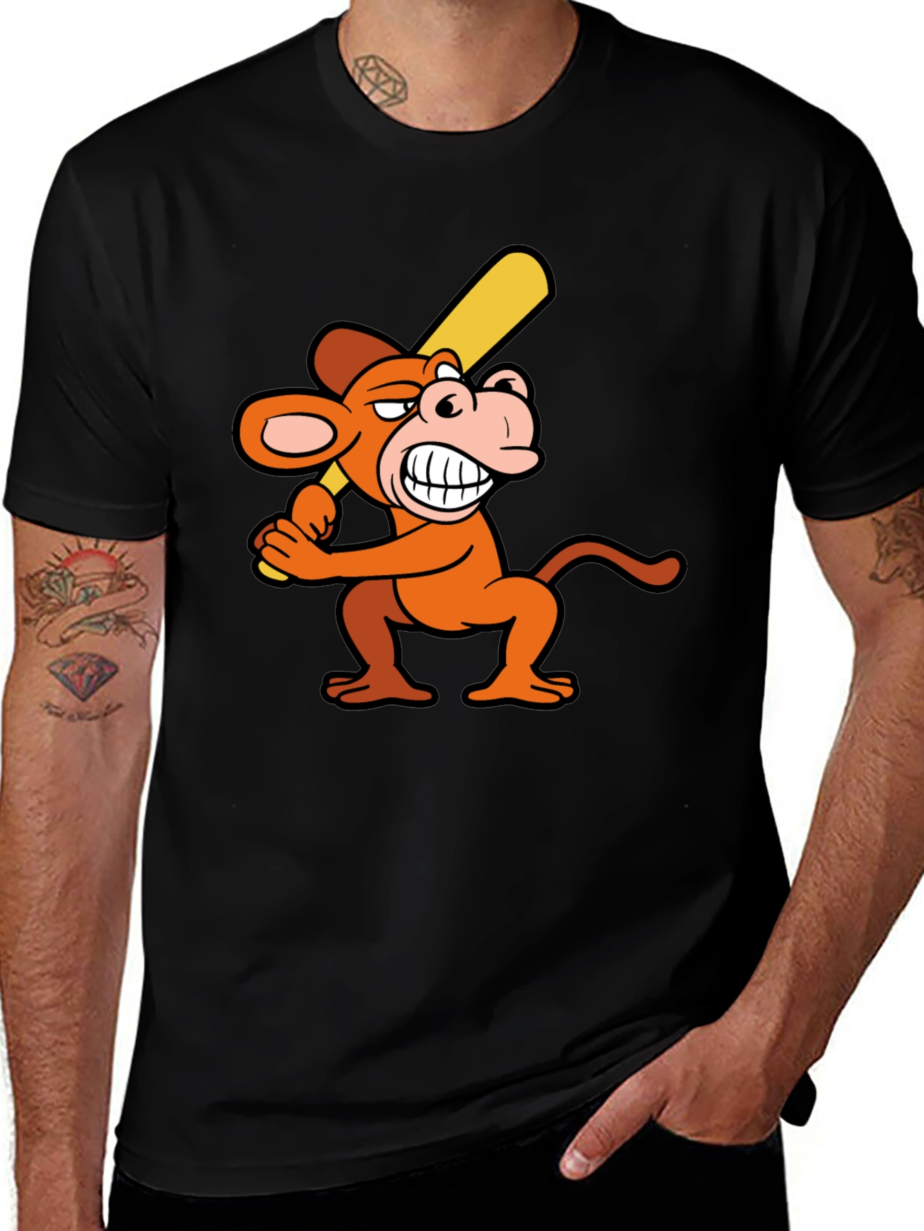 Variant 22 of Monkey Baseball Player Graphic Tee - Fun & Unique Design
